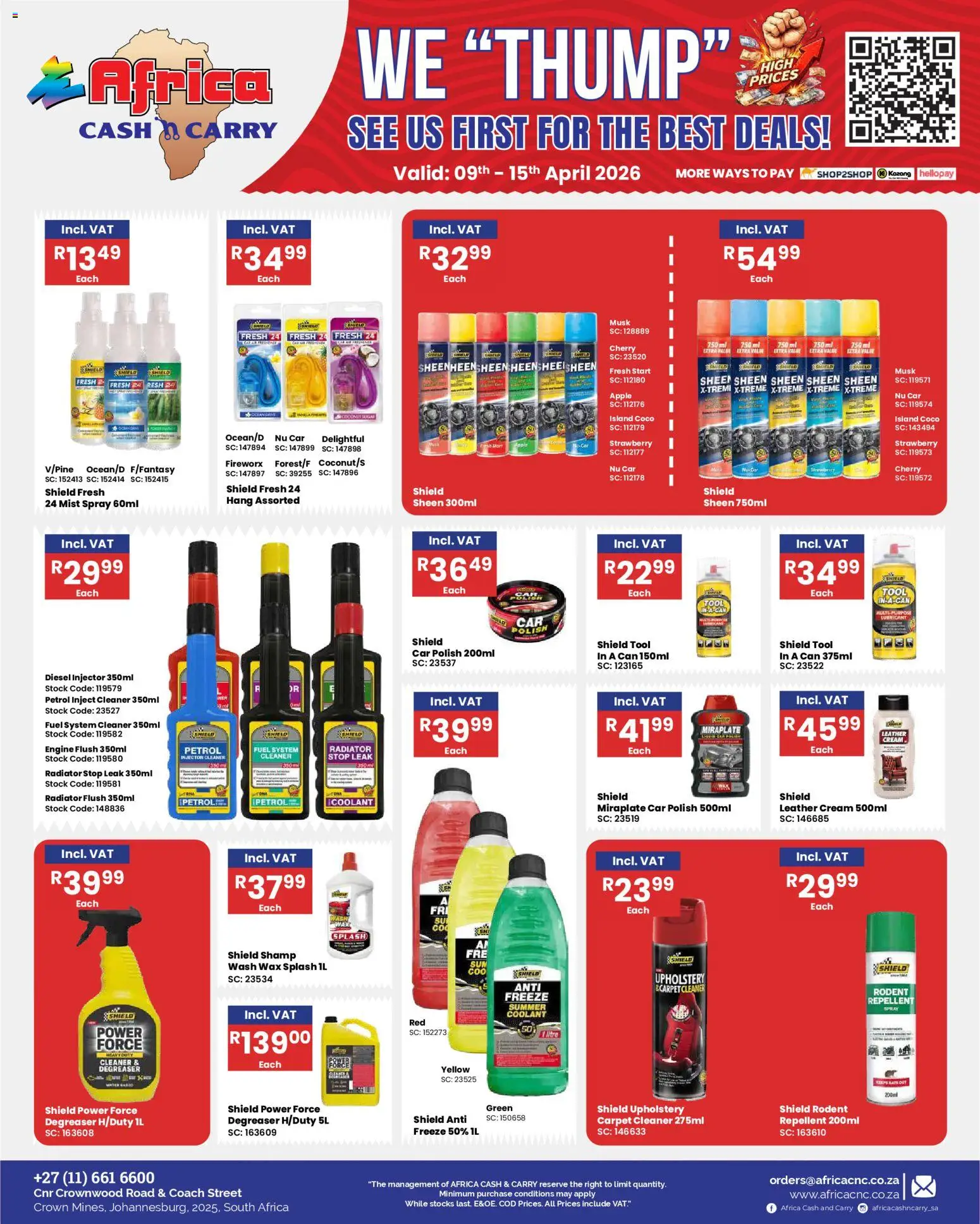 New Africa Cash & Carry catalogue – valid from 09.04.2026 | Page: 34 | Products: Wax, Fish, Degreaser, Stock