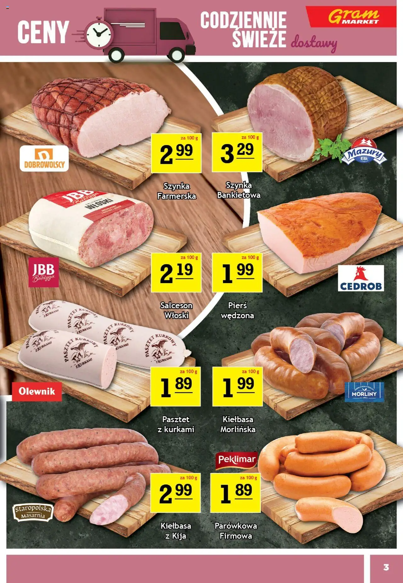 Gram Market Gazetka od 08.10.2025 | Strona: 3 | Produkty: Kiełbasa, Szynka