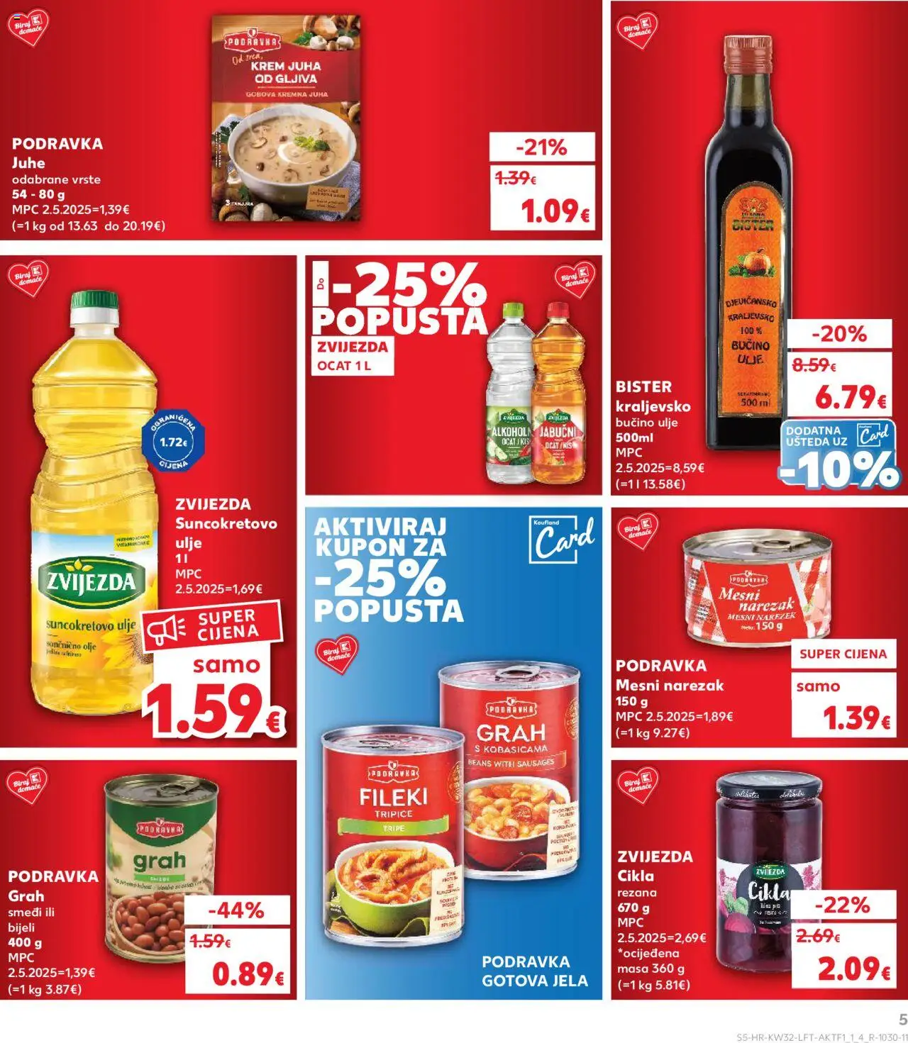 Kaufland katalog | vrijedi od 06.08.2025 | Stranica: 5 | Proizvodi: Suncokretovo ulje, Grah, Juha, Cikla