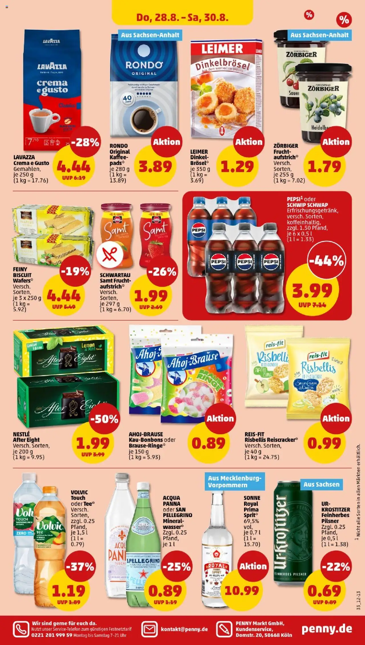 Penny - Sachsen  - gültig ab dem 25.08.2025 | Seite: 33 | Produkte: Volvic touch, Pepsi, Tee, Volvic