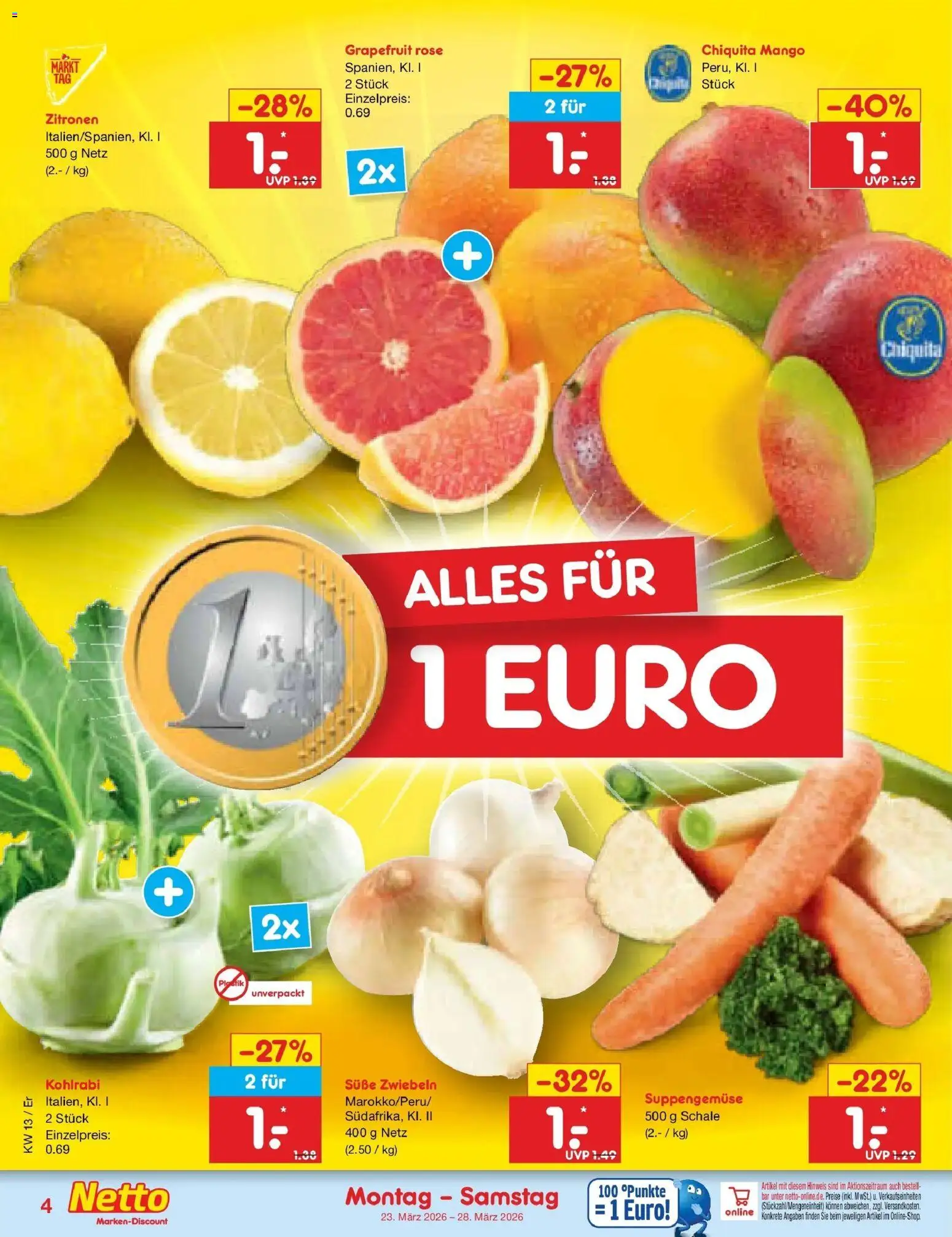Netto Marken-Discount Prospekt Jena-Lobeda	 – gültig ab 23.03.2026 | Seite: 4 | Produkte: Grapefruit, Zwiebeln, Mango, Zitronen