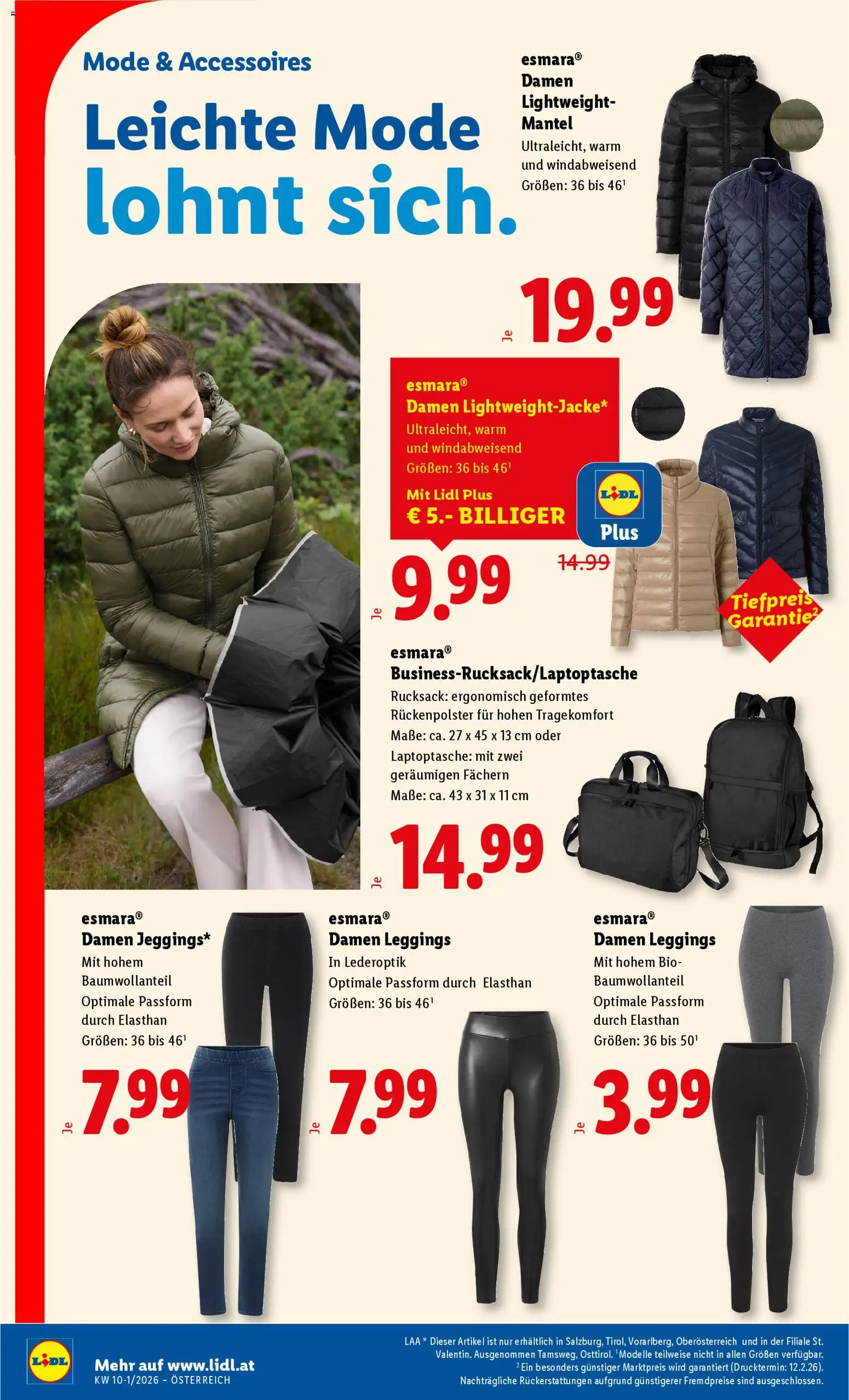 Lidl Flugblatt - Altenmarkt im Pongau, St. Johann im Pongau, Zell am See gültig ab 26.02.2026 | Seite: 35 | Produkte: Mantel, Leggings, Rucksack