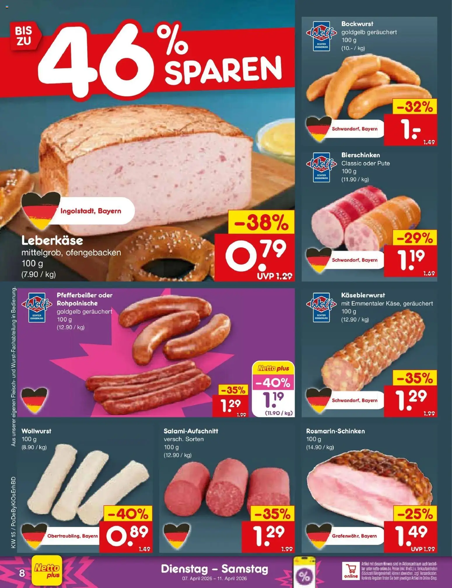 Netto Marken-Discount Prospekt Selb	 – gültig ab 05.04.2026 | Seite: 10 | Produkte: Bockwurst, Pute, Fleisch, Leberkase