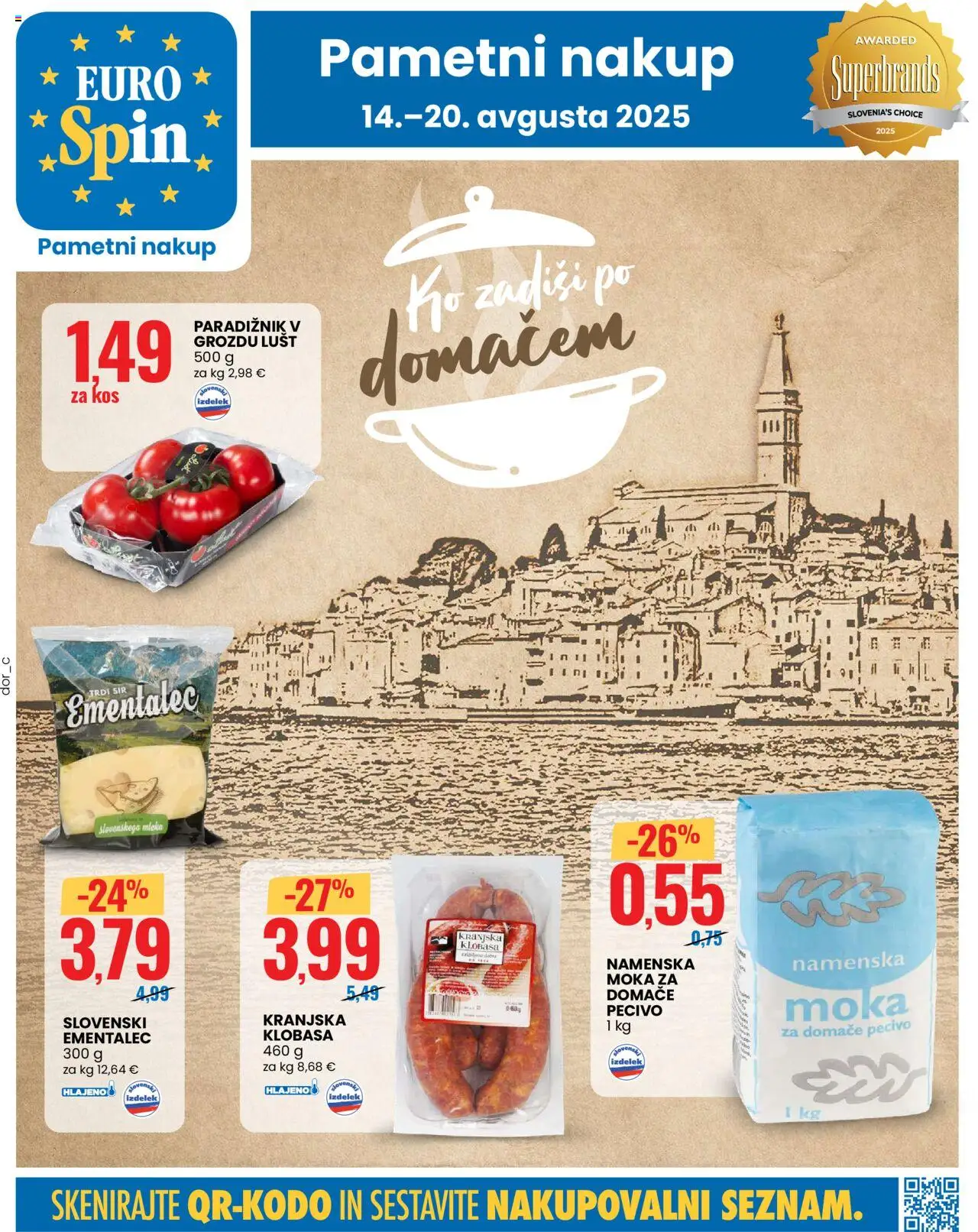 Eurospin katalog │ velja od 14.08.2025 | Stran: 1 | Izdelki: Moka, Ementalec, Kos, Mleko
