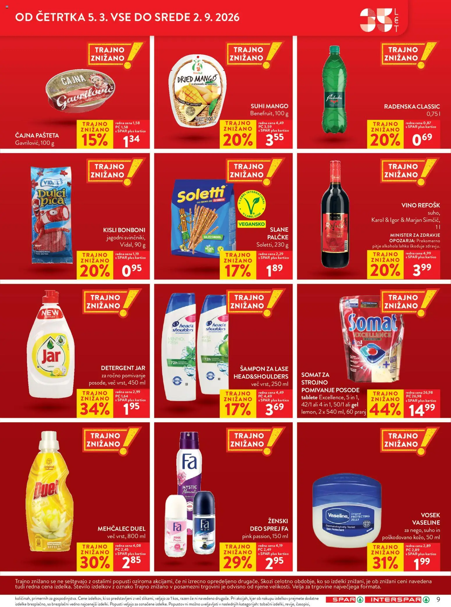 Novi Spar katalog ponudbe – veljaven od 04.03.2026 | Stran: 9 | Izdelki: Bonboni, Pašteta, Pica, Detergent
