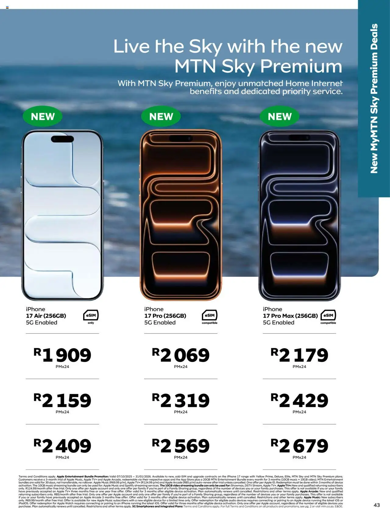 New MTN catalogue – valid from 07.10.2025 | Page: 43 | Products: Streaming bundle, Watch, Audio, TV