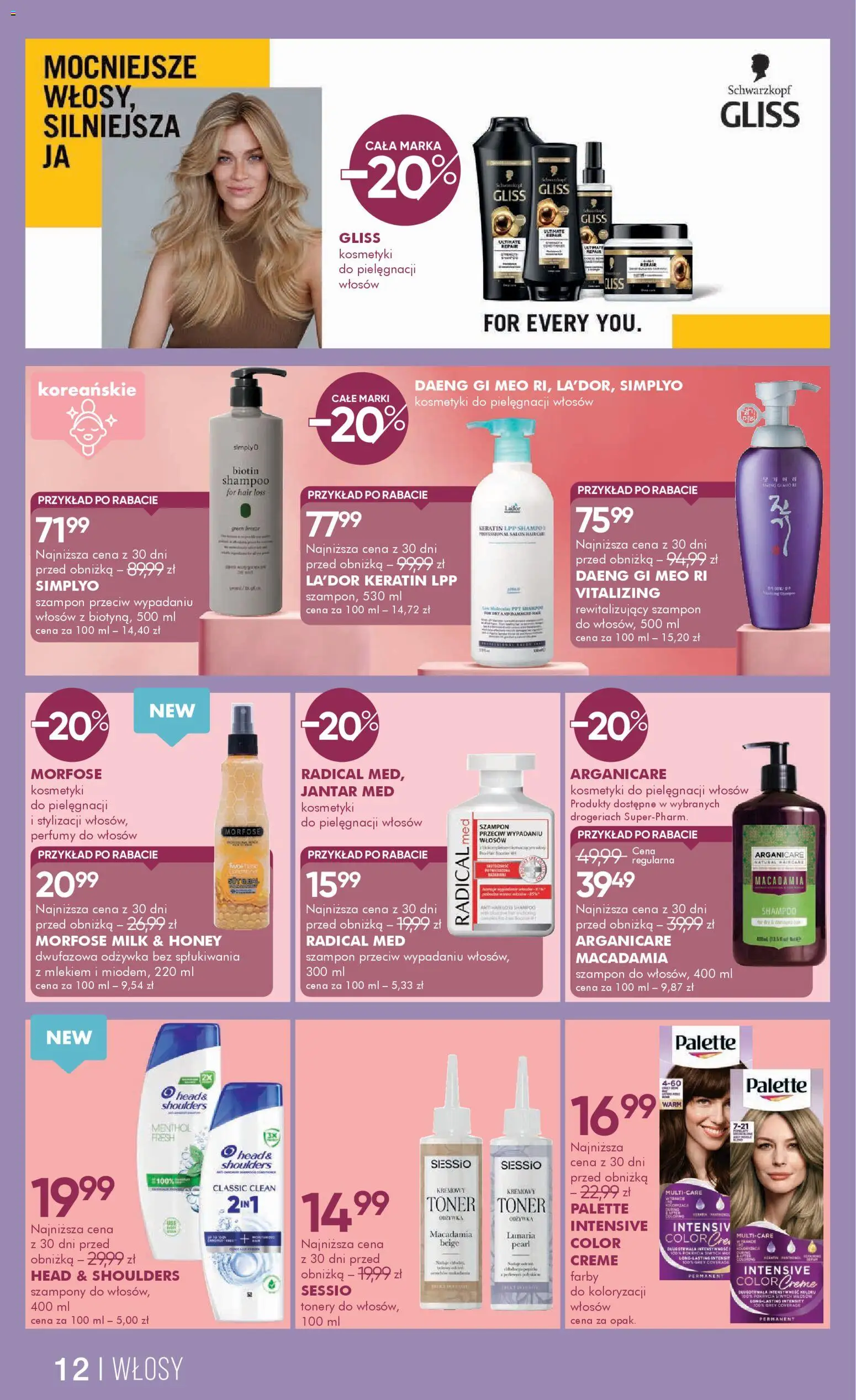 Super-pharm gazetka od 08.04.2026 | Strona: 12 | Produkty: Toner, Kosmetyki, Szampon, Odżywka