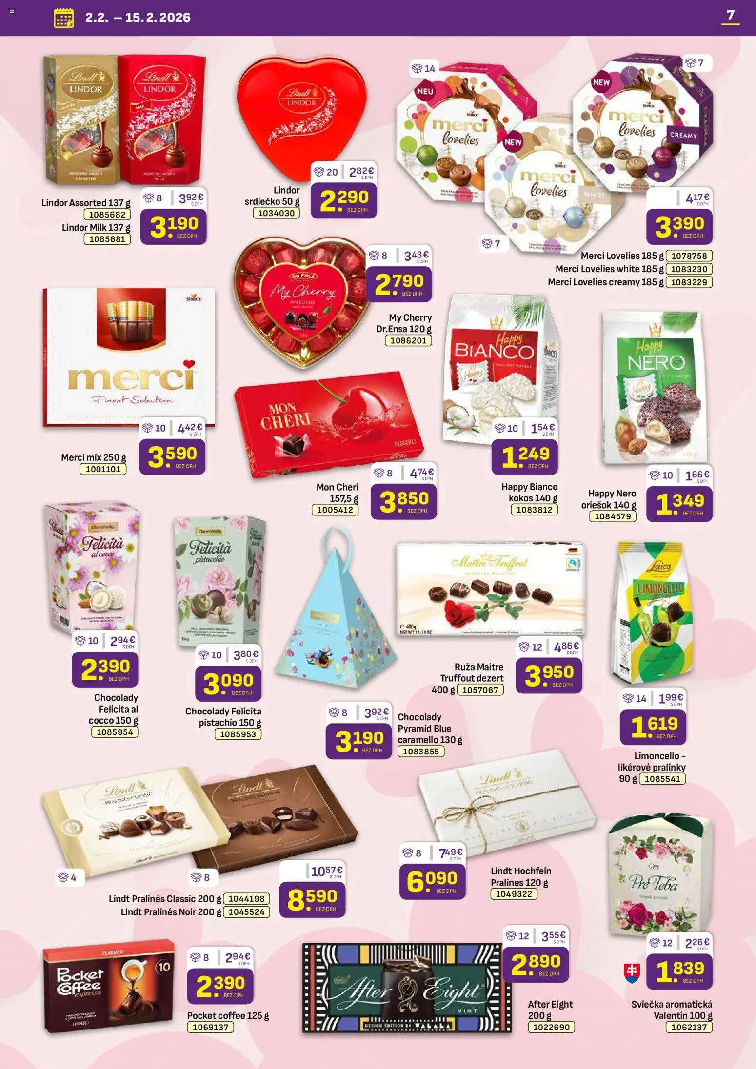 Nové Libex akcie – leták je platný od 02.02.2026 | Strana: 7 | Produkty: Lindor, Lindt, Merci, Mon Chéri