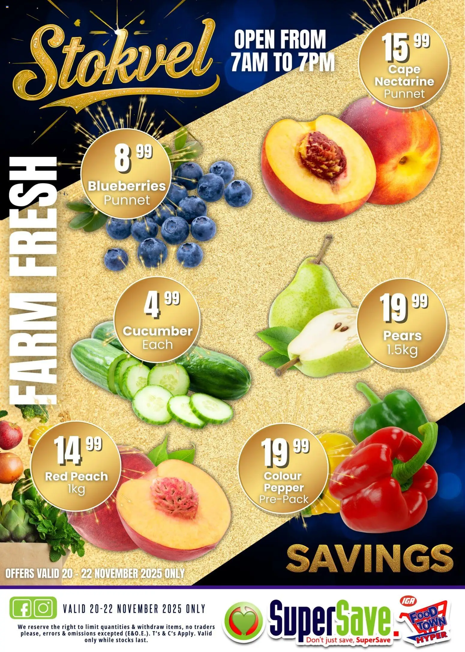 New Super Save catalogue – valid from 20.11.2025 | Page: 4 | Products: Pears, Blueberries, Pepper, Peach