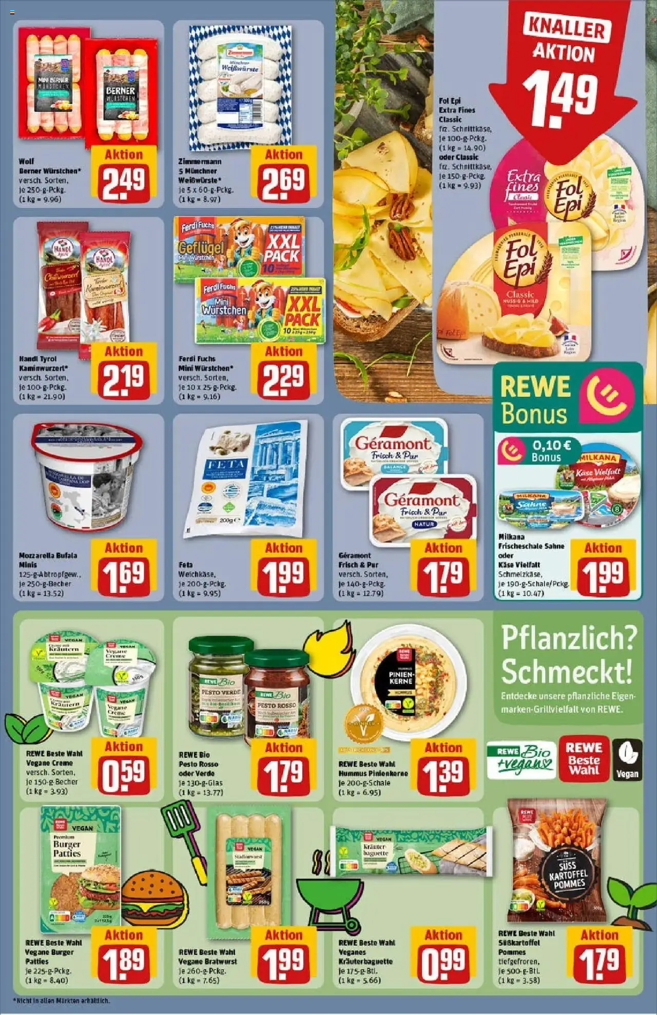 Rewe prospekt Wernigerode	 - gültig ab dem 22.06.2025 | Seite: 15 | Produkte: Geramont, Milkana, Bratwurst, Burger