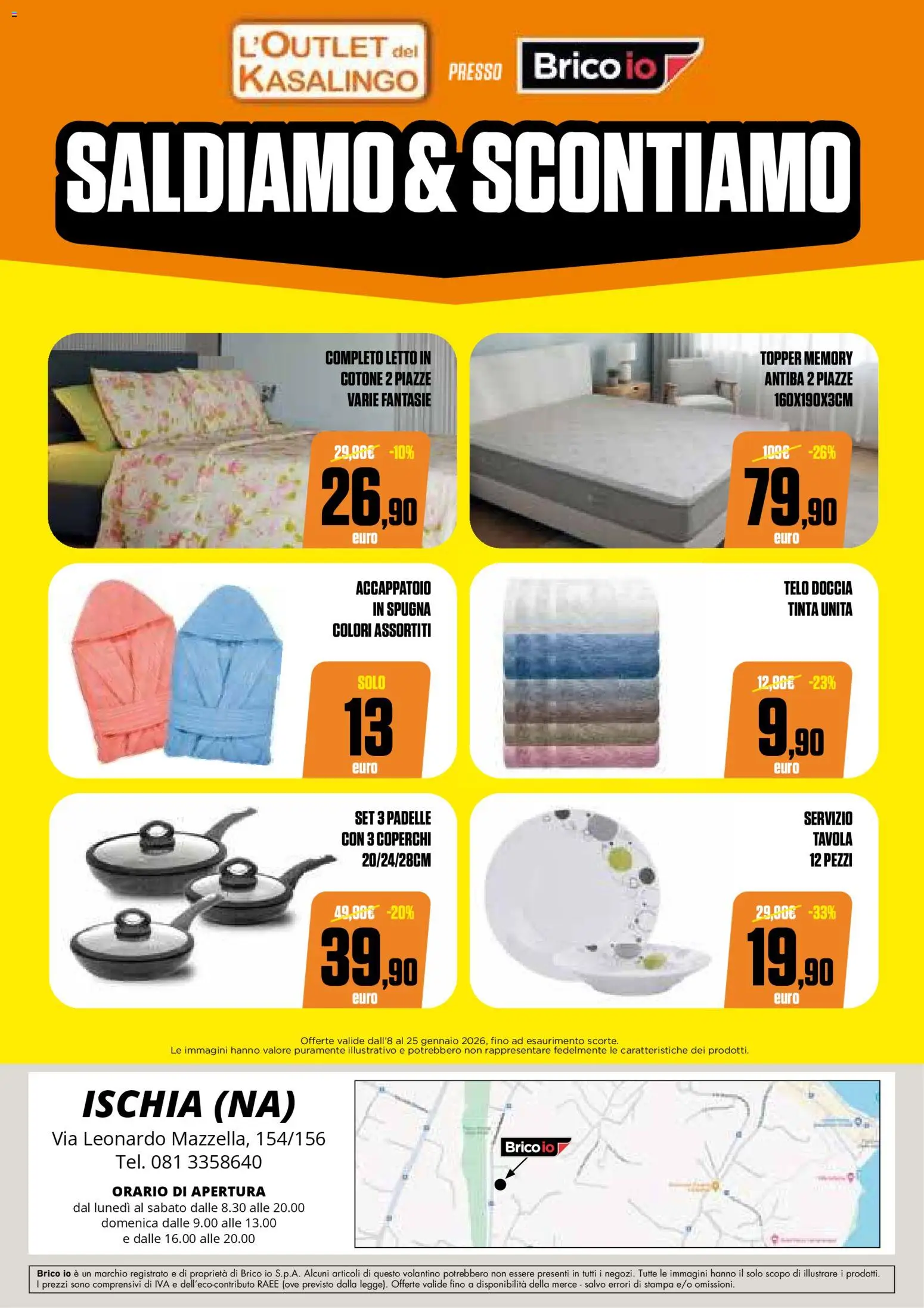 Volantino Brico io del 08.01.2026 | Pagina: 8 | Prodotti: Spugna, Stampa, Letto, Doccia
