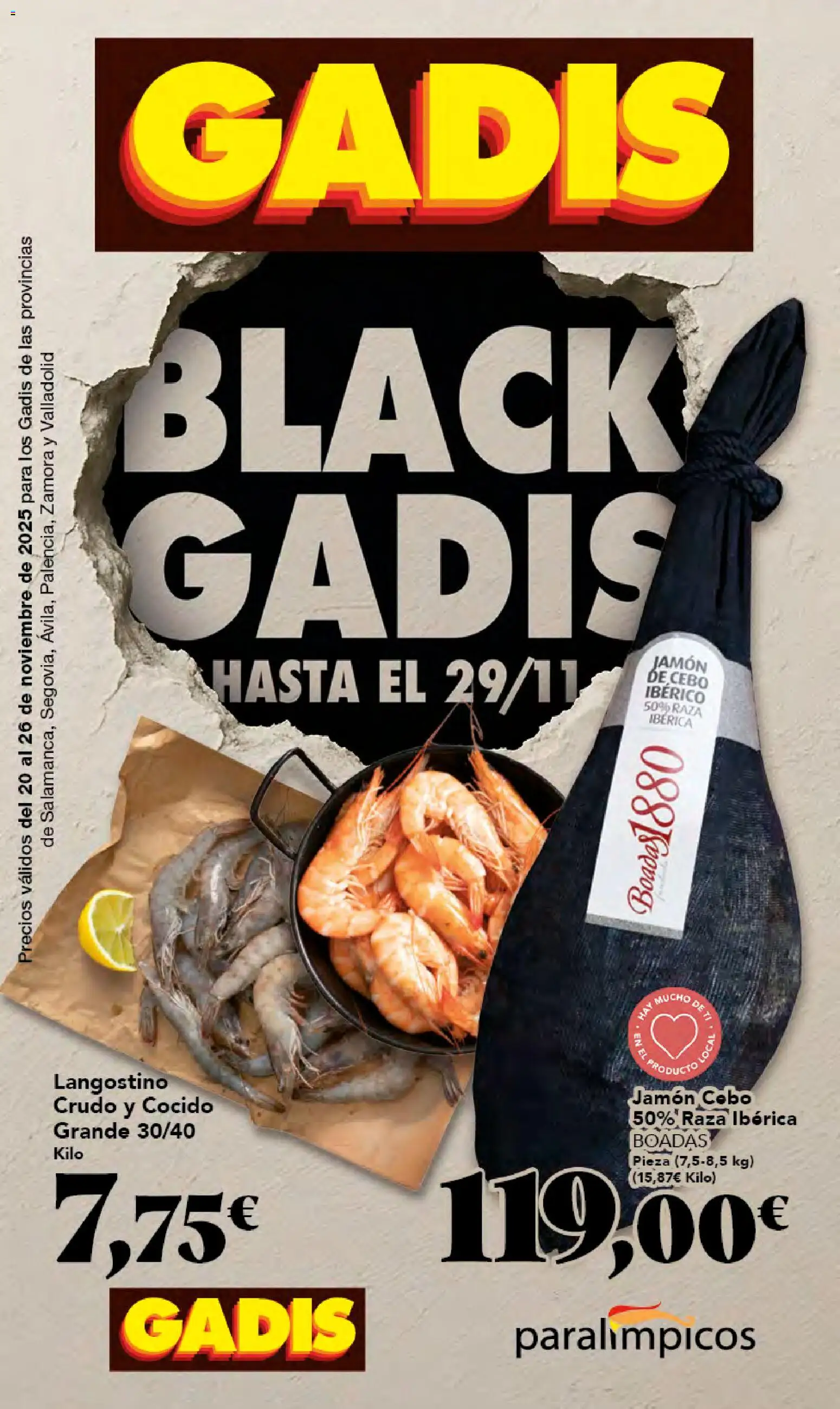 Gadis - Black Friday │ válido desde el 20.11.2025 | Página: 1 | Productos: Jamón, Langostino