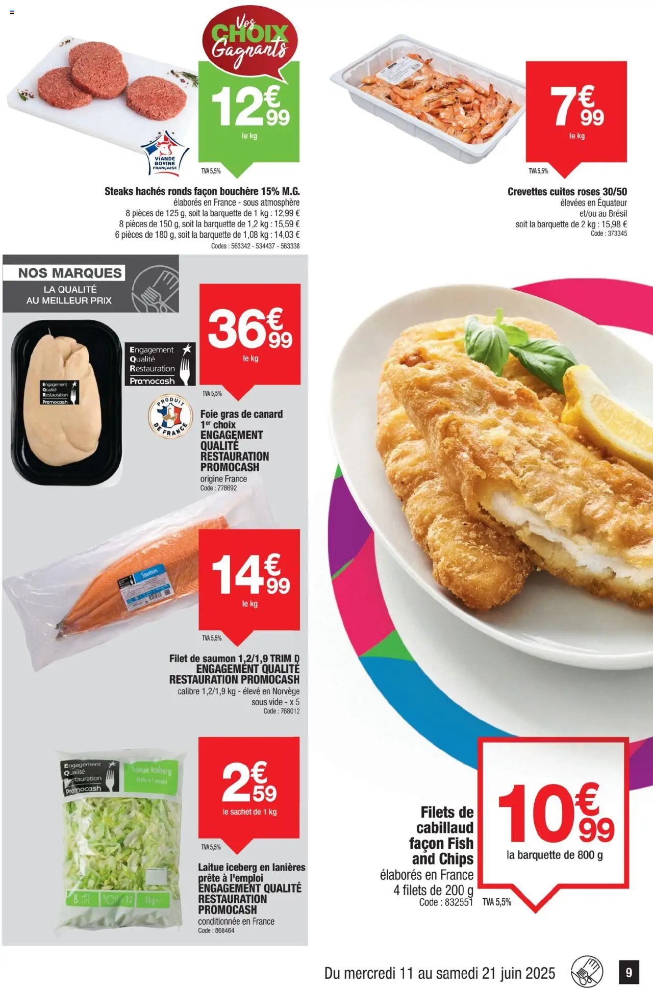  | Page: 9 | Produits: Laitue, Viande, Chips, Viande bovine