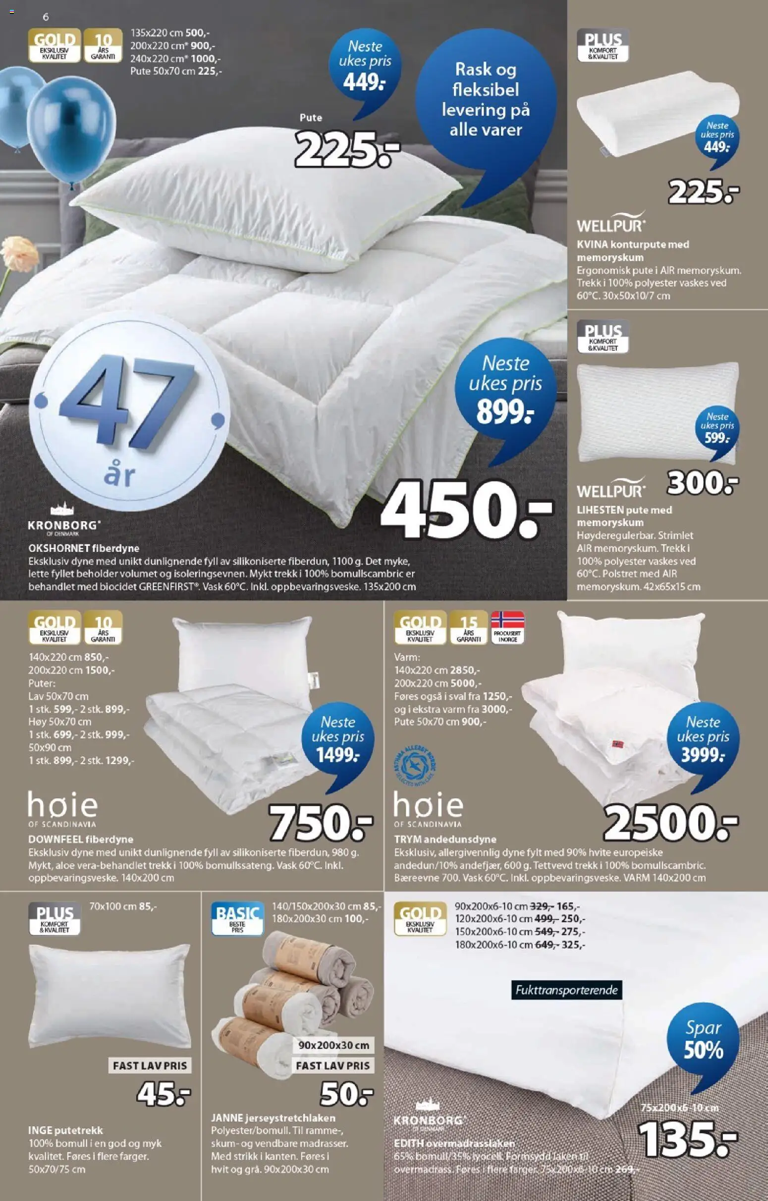 {H1} | Side: 6 | Produkter: Dyne, Vask, Суміш дитяча, Pute