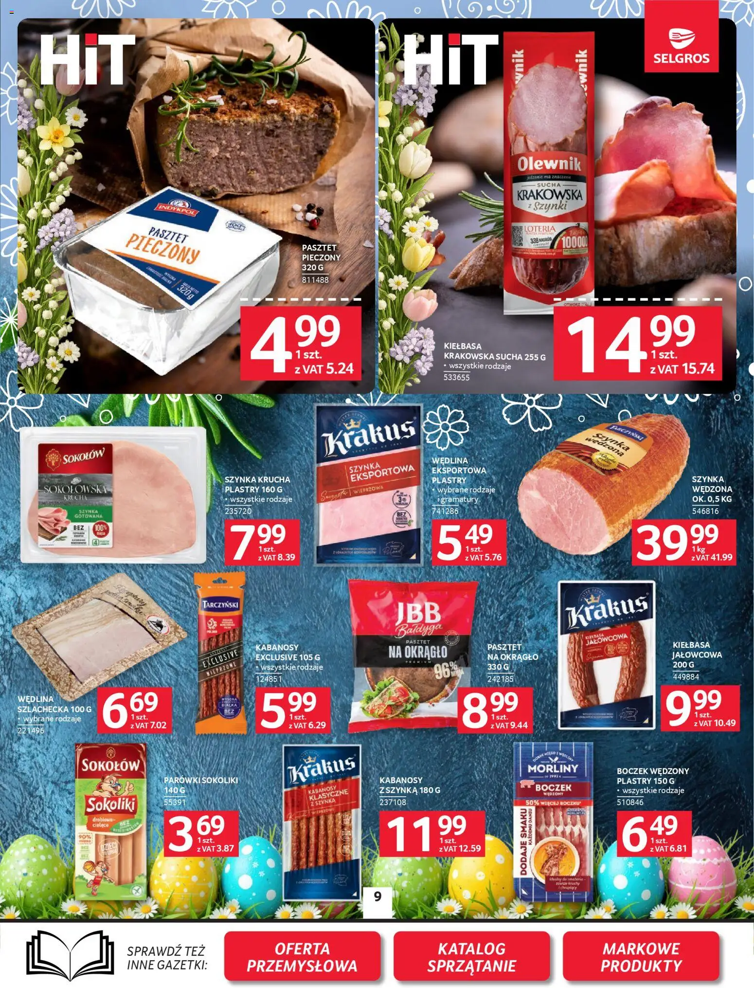 Selgros cash&carry gazetka od 26.03.2026 | Strona: 9 | Produkty: Parówki, Szynka, Boczek wędzony, Boczek