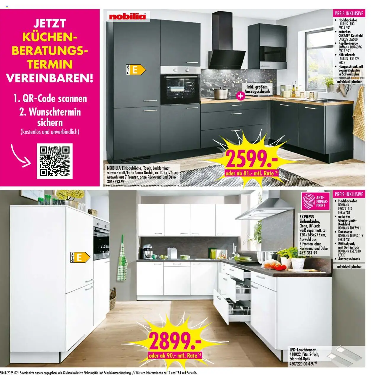 SB Möbel Boss Prospekt Neubrandenburg – gültig ab 04.10.2025 | Seite: 2 | Produkte: Kühlschrank, Kochfeld, Hängeschrank, Kuchen