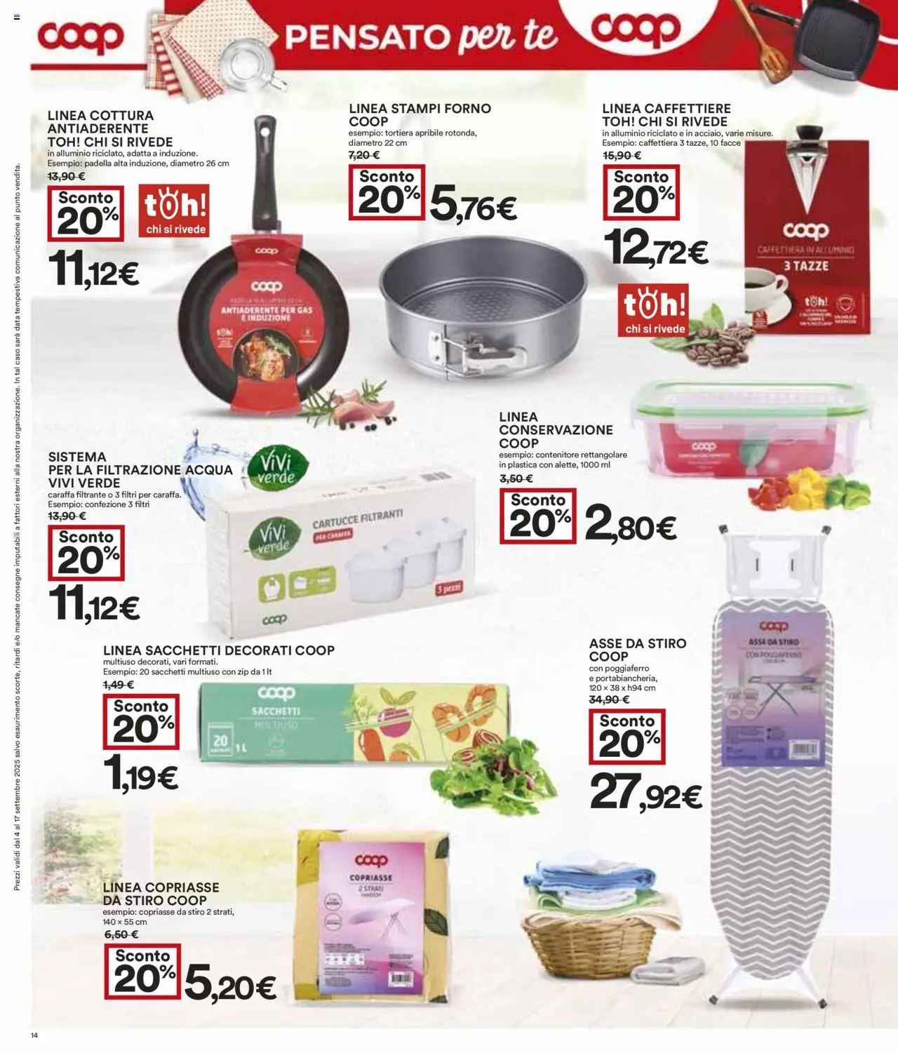 Volantino COOP del 04.09.2025 | Pagina: 14 | Prodotti: Caraffa, Caffettiera, Forno, Alluminio