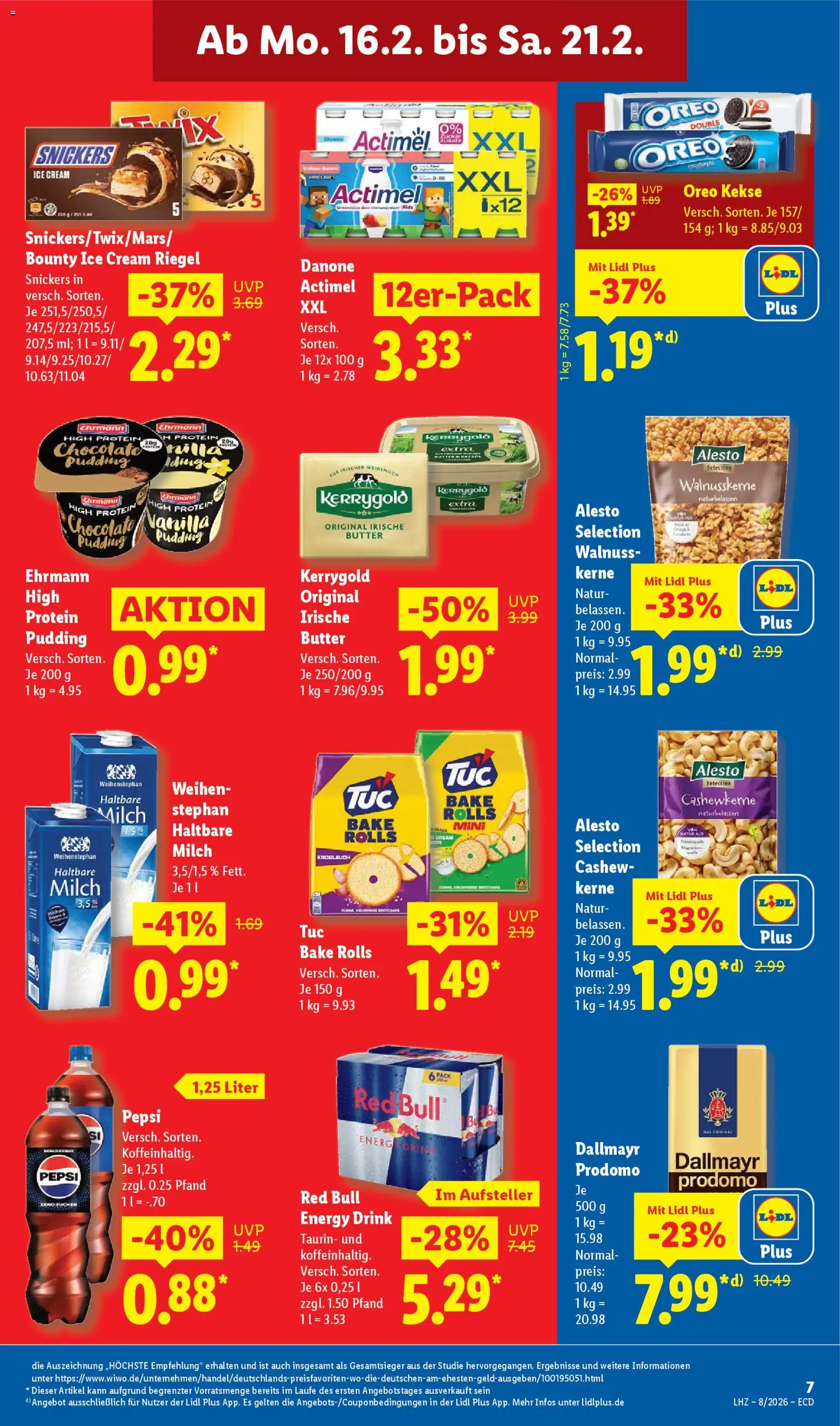 Lidl - Prospekt – gültig ab 16.02.2026 | Seite: 15 | Produkte: Milch, Energy, Pudding, Knoblauch