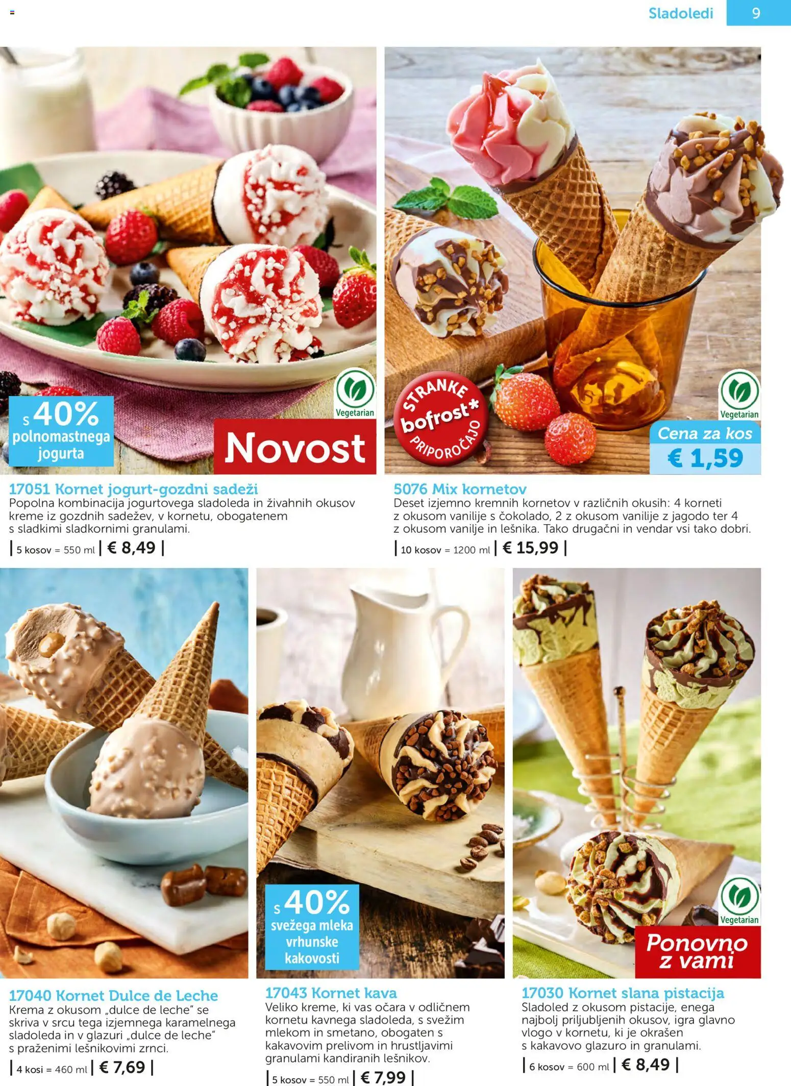 Novi Bofrost katalog ponudbe – veljaven od 04.03.2026 | Stran: 9 | Izdelki: Kos, Krema, Kava, Sladoled