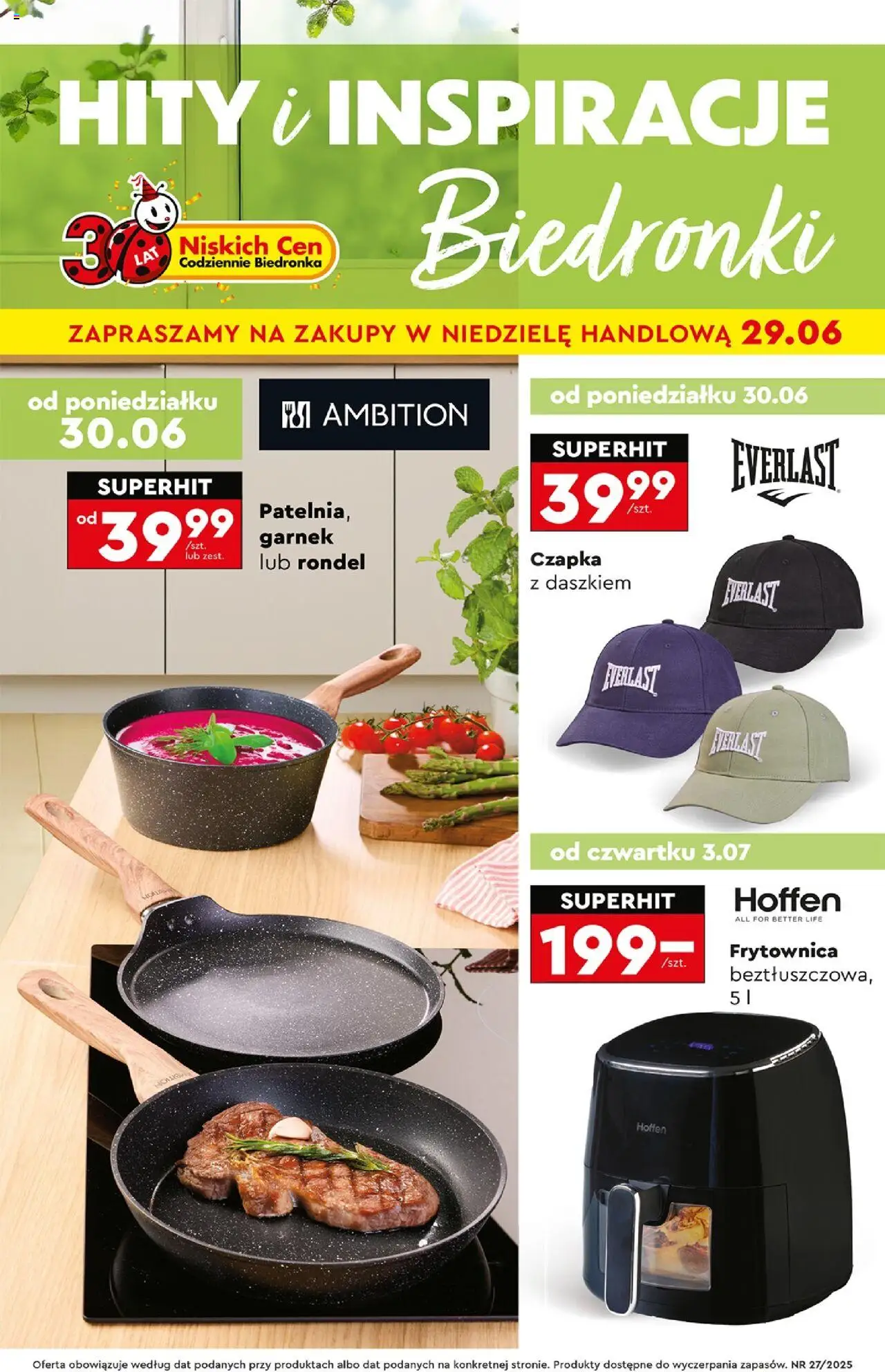 Biedronka gazetka - Okazje tygodnia od 30.06.2025 | Strona: 1 | Produkty: Czapka, Garnek, Rondel ambition
