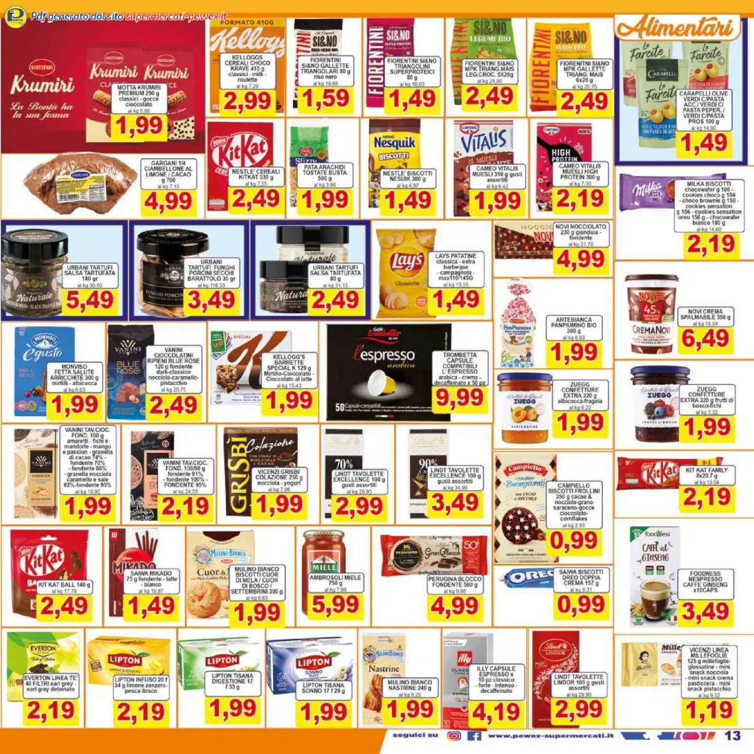 Volantino Pewex del 06.12.2025 | Pagina: 13 | Prodotti: Cereali, Salsa, Fan, Cioccolatini