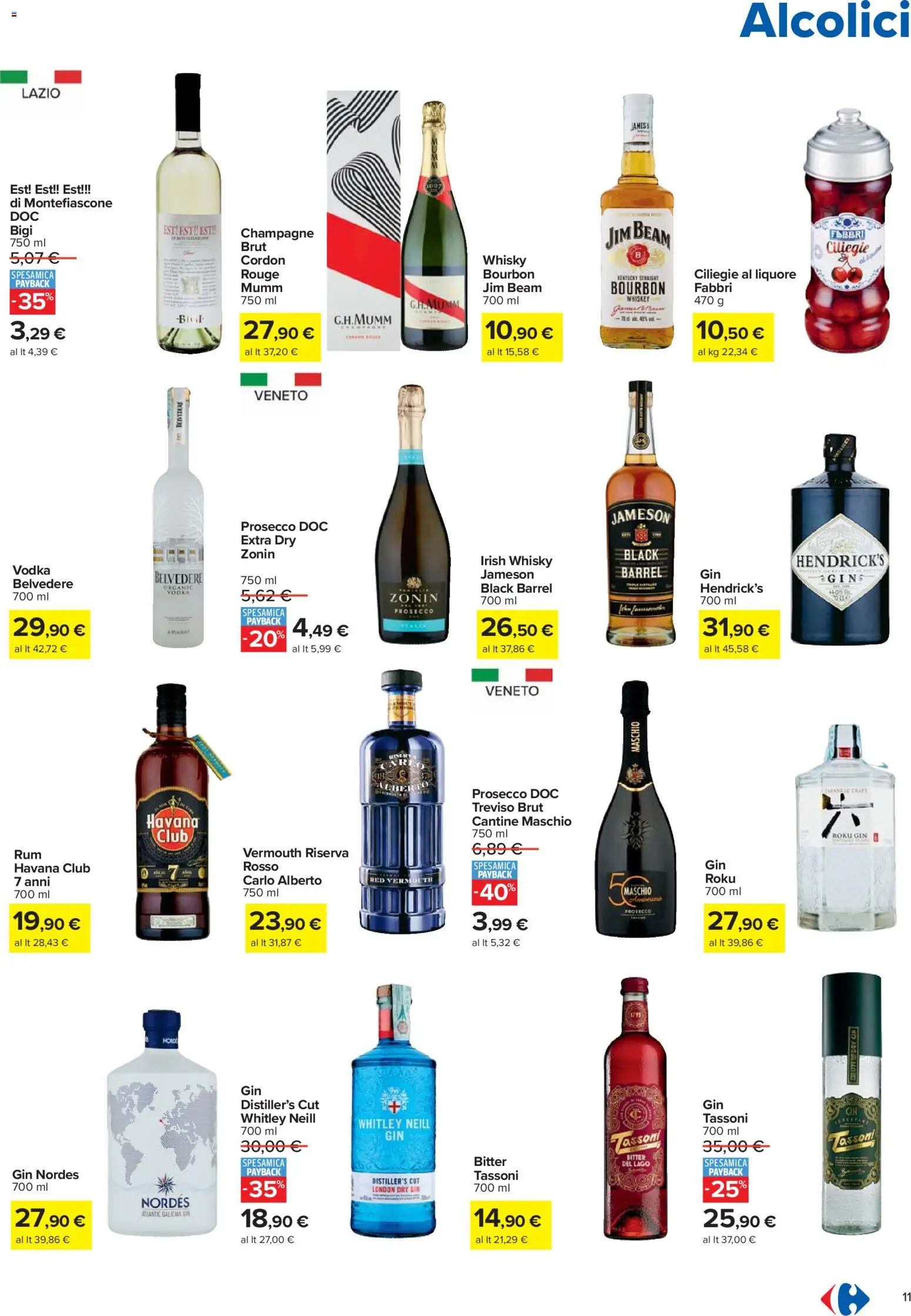 Volantino Carrefour del 27.12.2025 | Pagina: 11 | Prodotti: Bourbon, Gin, Prosecco, Whisky