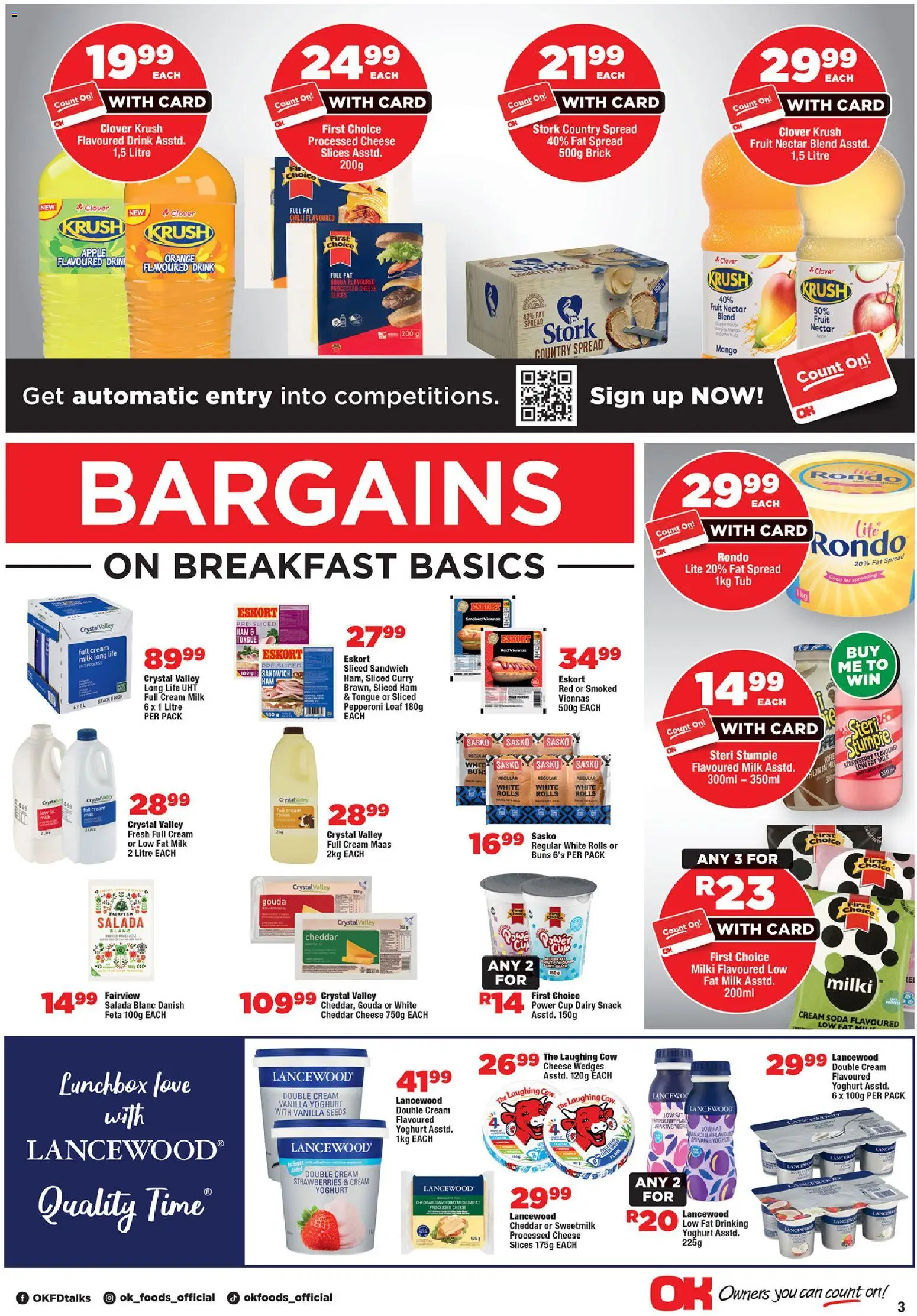 New OK Foods catalogue – valid from 05.01.2026 | Page: 3 | Products: Yoghurt, Buns, Milk, Mango