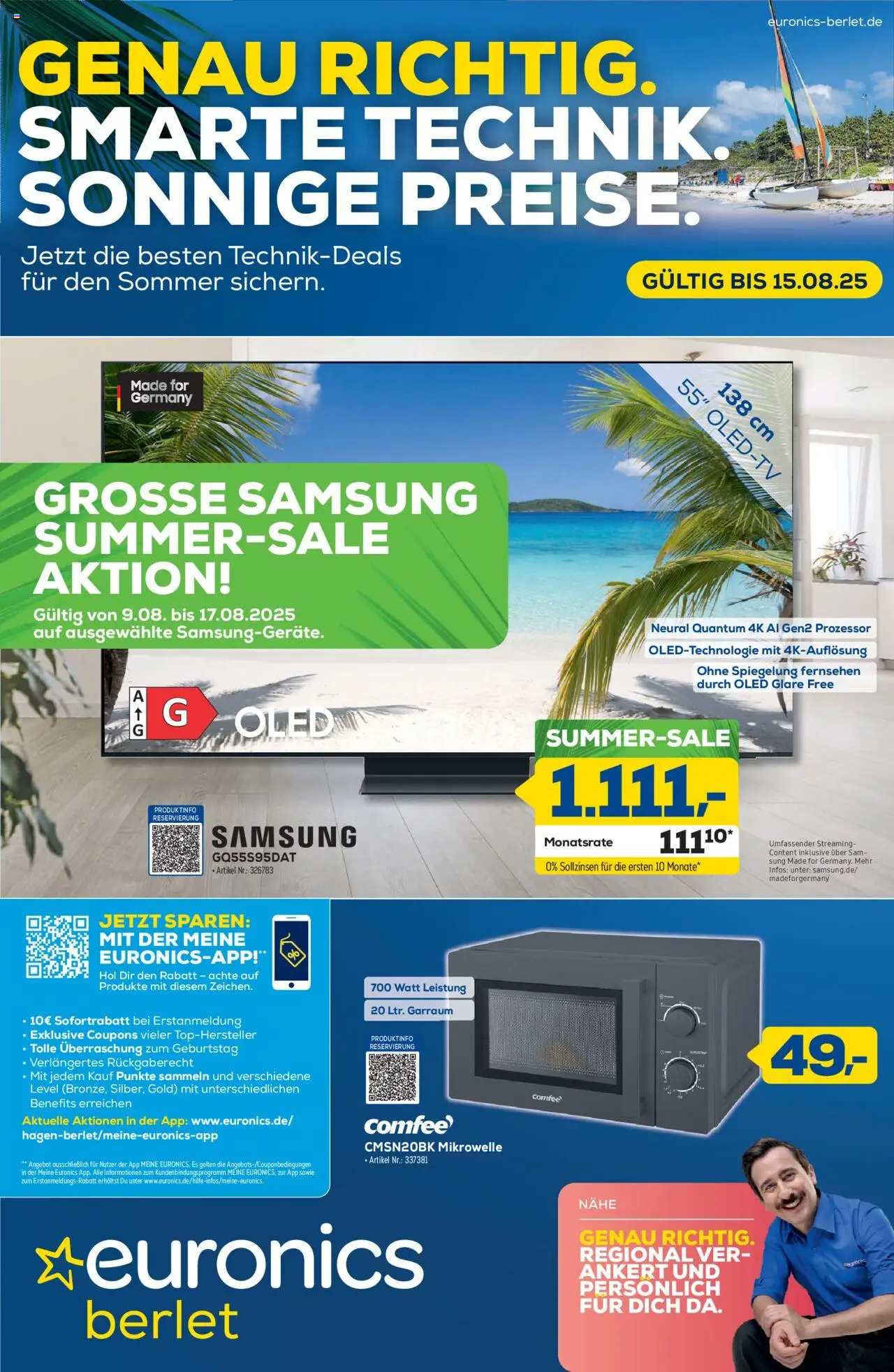 Euronics  Aktuelle Angebote - gültig ab dem 06.08.2025 | Seite: 1 | Produkte: Mikrowelle, Fernsehen, Samsung