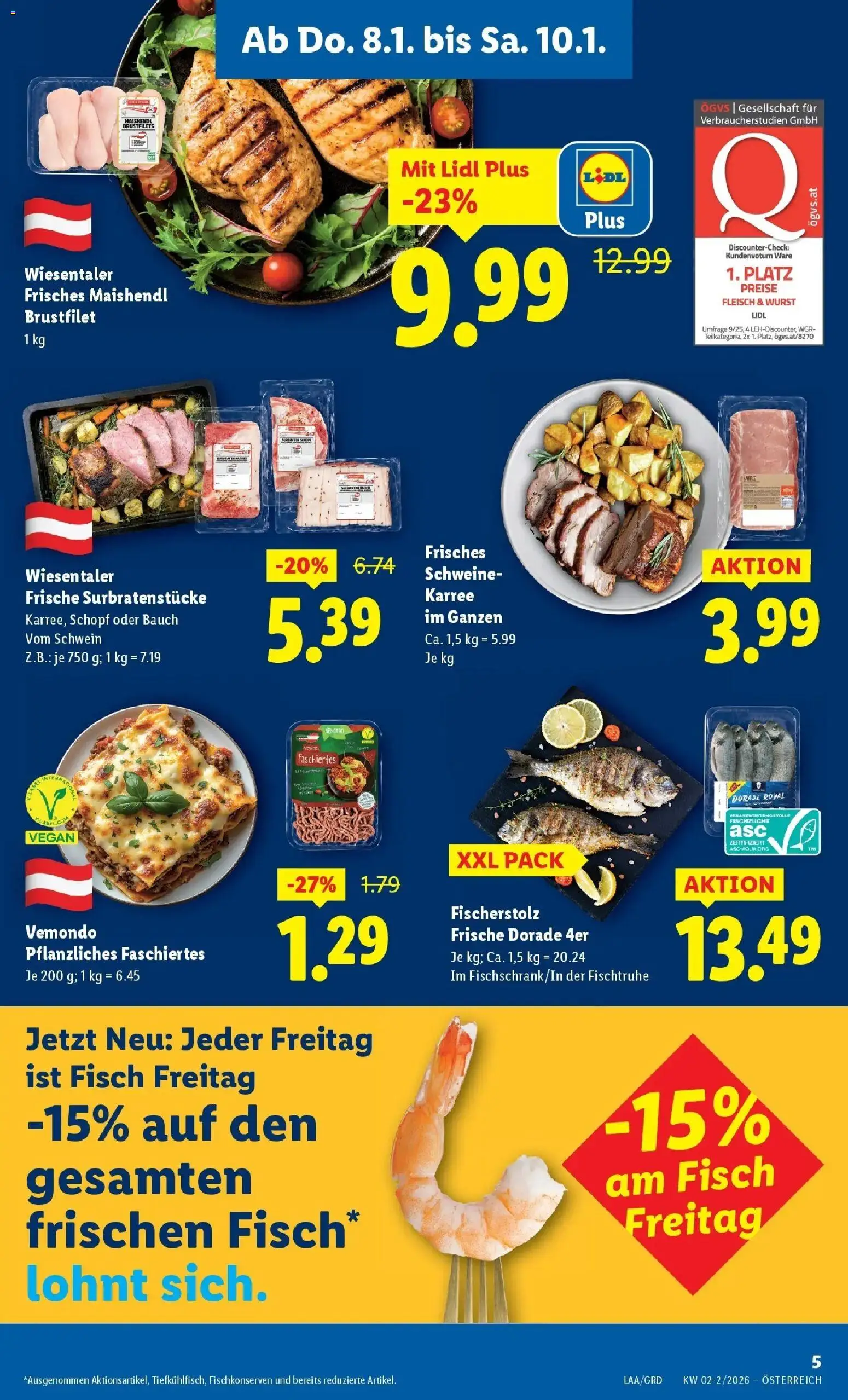 Lidl Flugblatt - Wien, Langenzersdorf, Zwettl gültig ab 08.01.2026 | Seite: 7 | Produkte: Wurst, Fisch