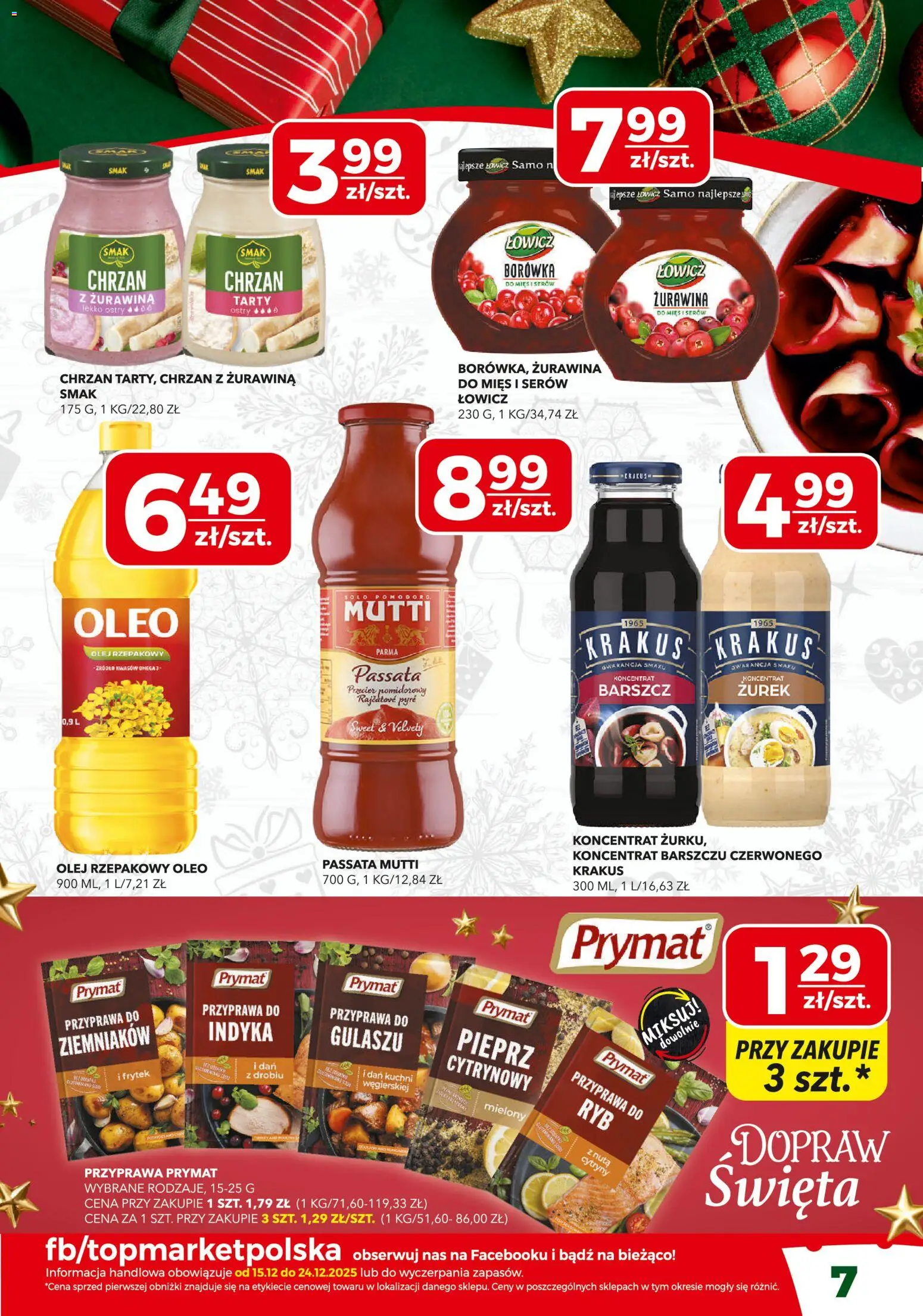Top Market Gazetka od 15.12.2025 | Strona: 7 | Produkty: Zurek, Żurawina, Olej, Pieprz
