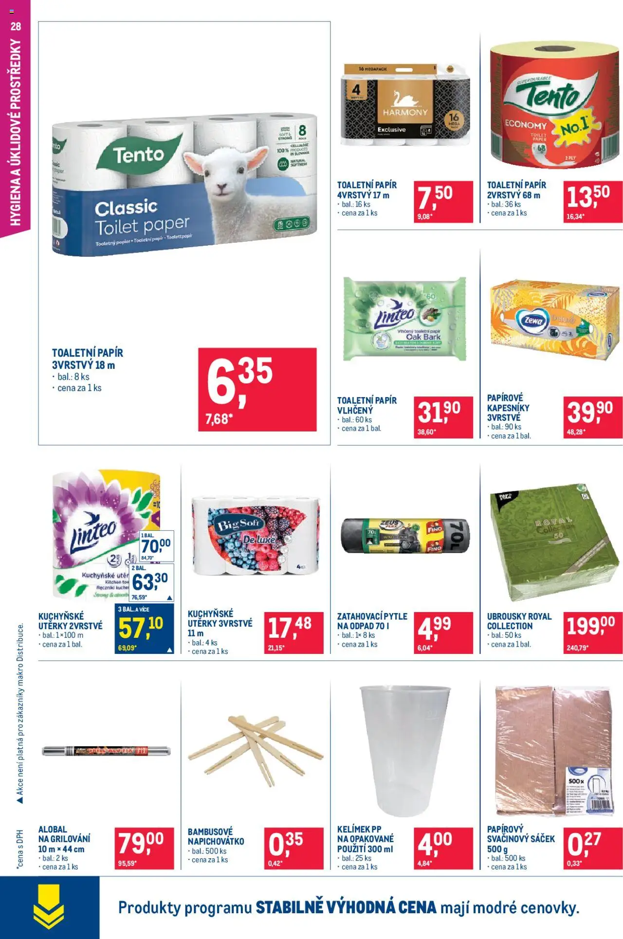 Makro leták - Pro milovníky jídla od 18.06.2025 | Strana: 28 | Produkty: Utěrky, Toaletní papír, Pytle na odpad, Toaletní papír 3vrstvý