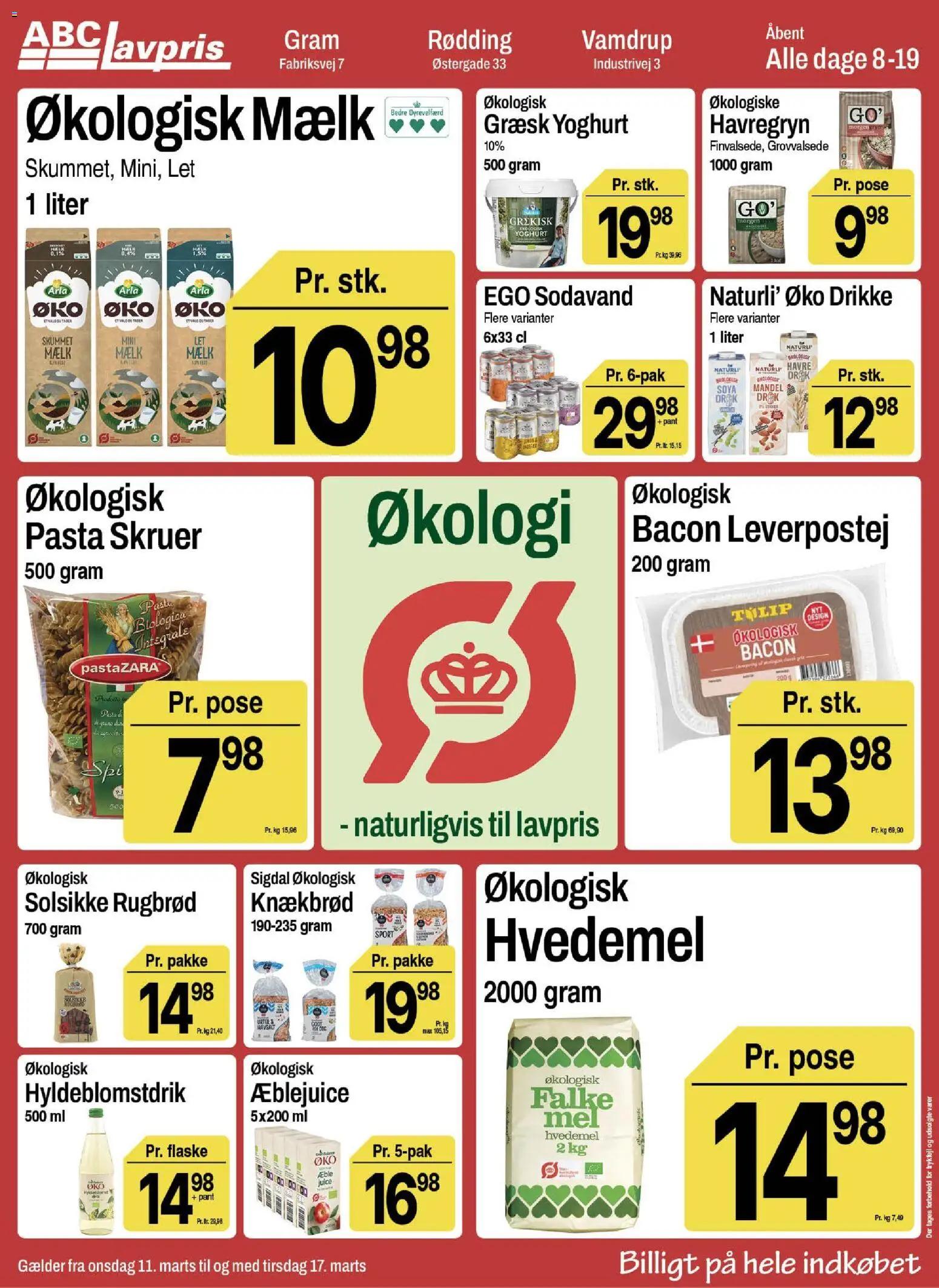 Abc Lavpris tilbudsavis – gyldig fra 11.03.2026 | Side: 3 | Produkter: Æblejuice, Sodavand, Havregryn, Rugbrød