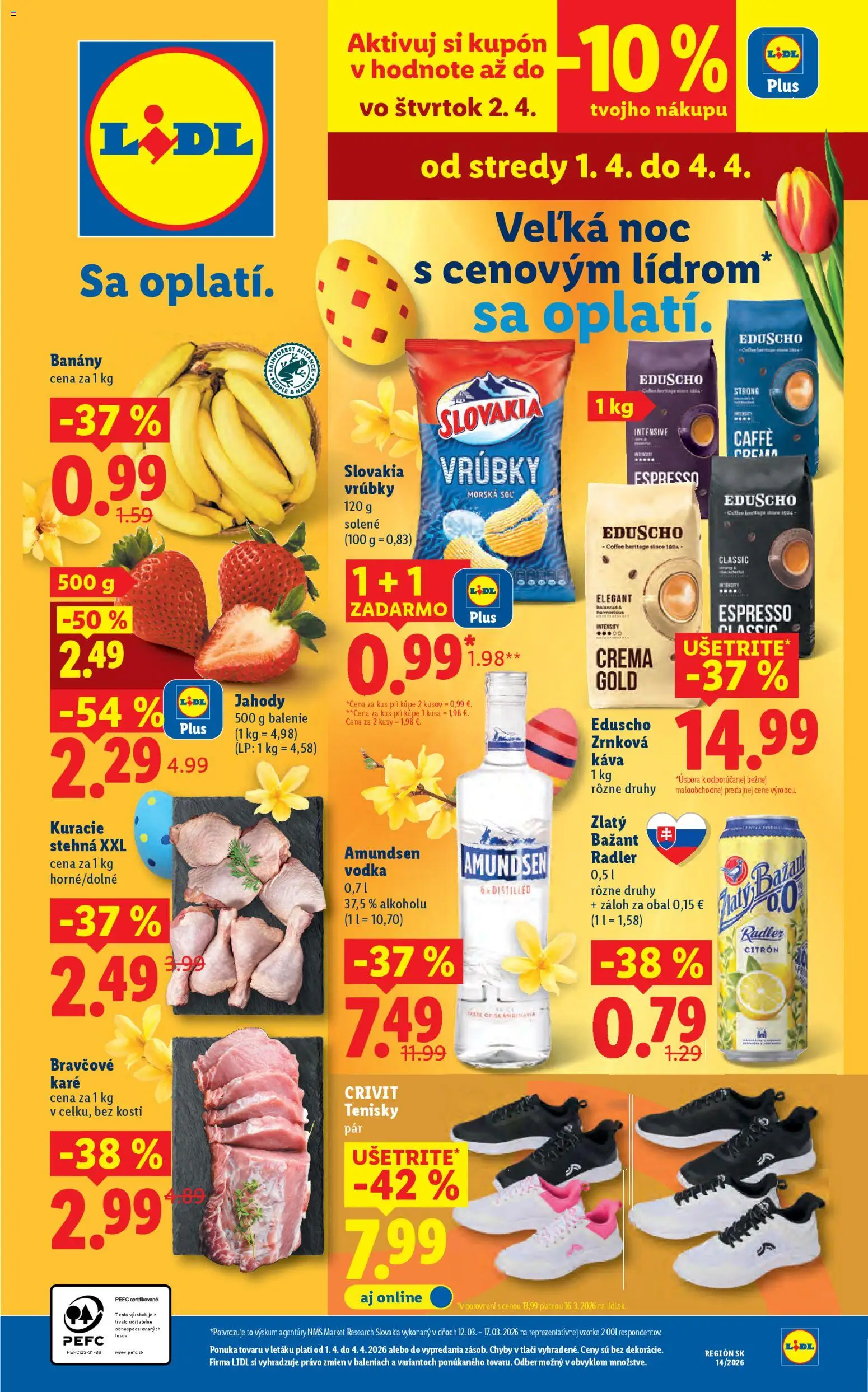 Nové Lidl akcie – leták je platný od 30.03.2026 | Strana: 73 | Produkty: Kuracie stehná, Vodka, Amundsen vodka, Bravčové karé
