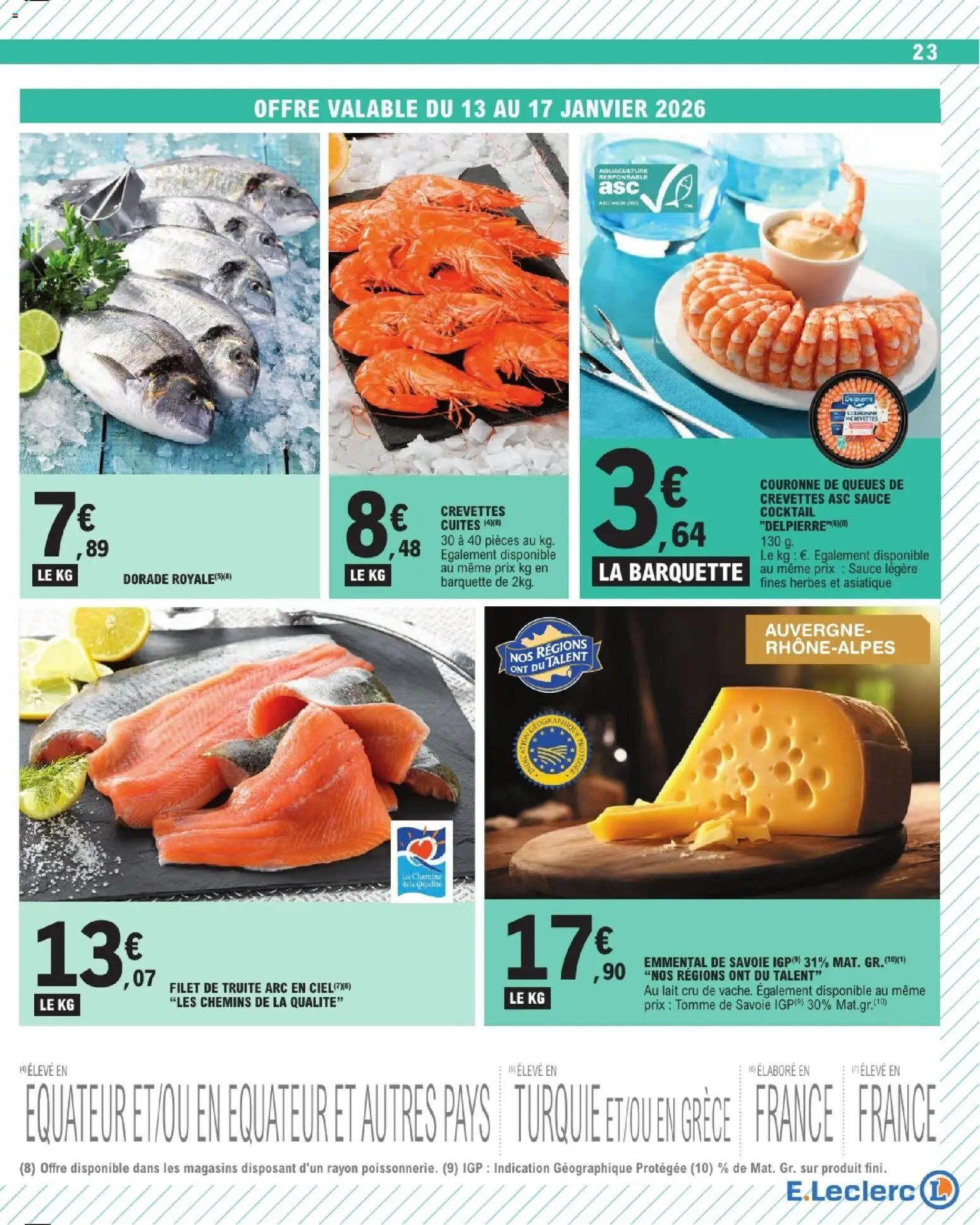 {H1} | Page: 23 | Produits: Emmental, Crevettes, Dorade royale, Lait