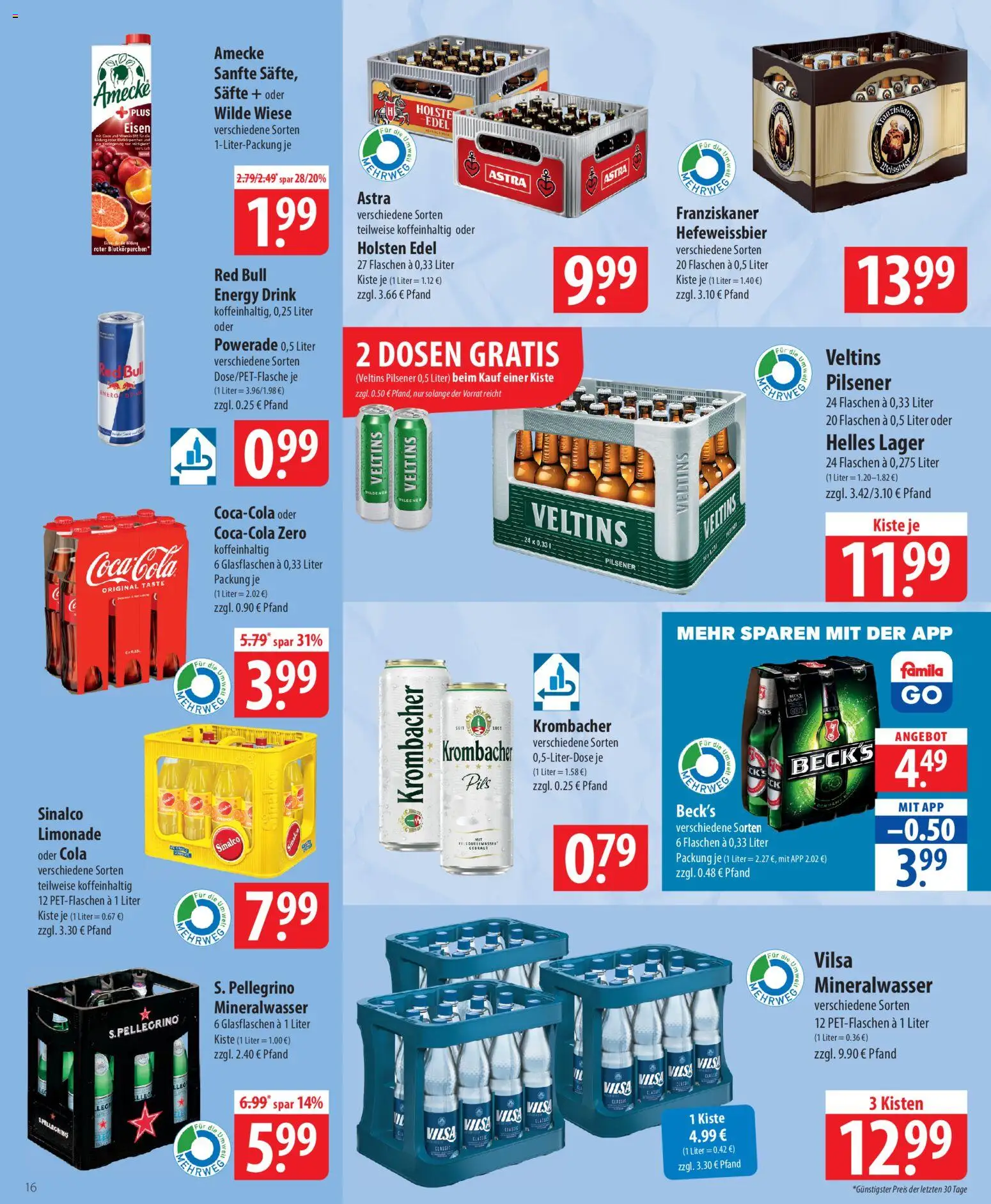 Famila Prospekt 	 – gültig ab 13.04.2026 | Seite: 16 | Produkte: Pils, Astra, Limonade, Holsten