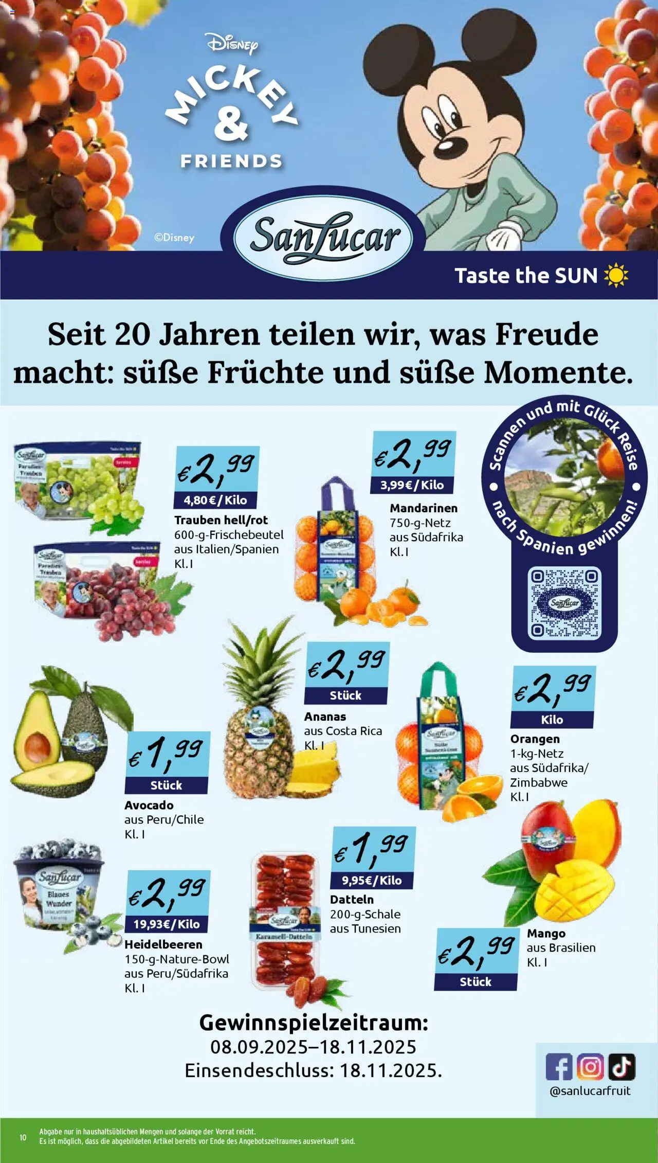 Wasgau Prospekt 	 – gültig ab 29.09.2025 | Seite: 10 | Produkte: Trauben, Ananas, Heidelbeeren, Mango