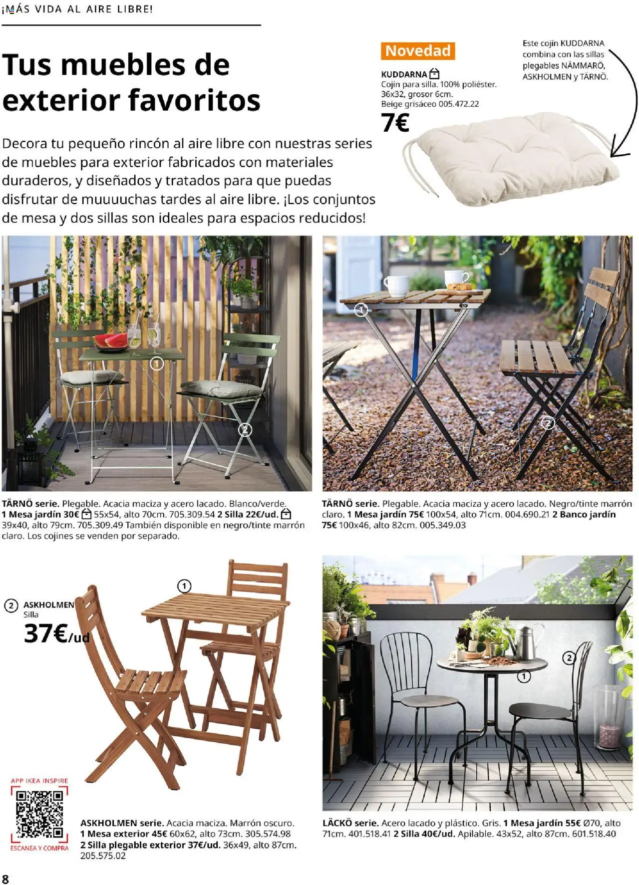 Catálogo IKEA Muebles de exterior │ válido desde el 04.02.2025 | Página: 8 | Productos: Muebles, Cojín, Mesa, Silla