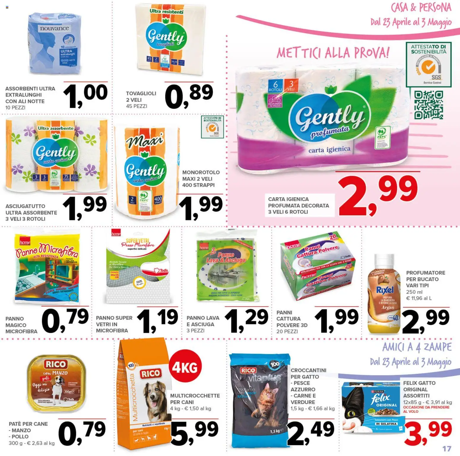 Volantino Todis del 23.04.2026 | Pagina: 17 | Prodotti: Paté, Panno microfibra, Pesce, Manzo