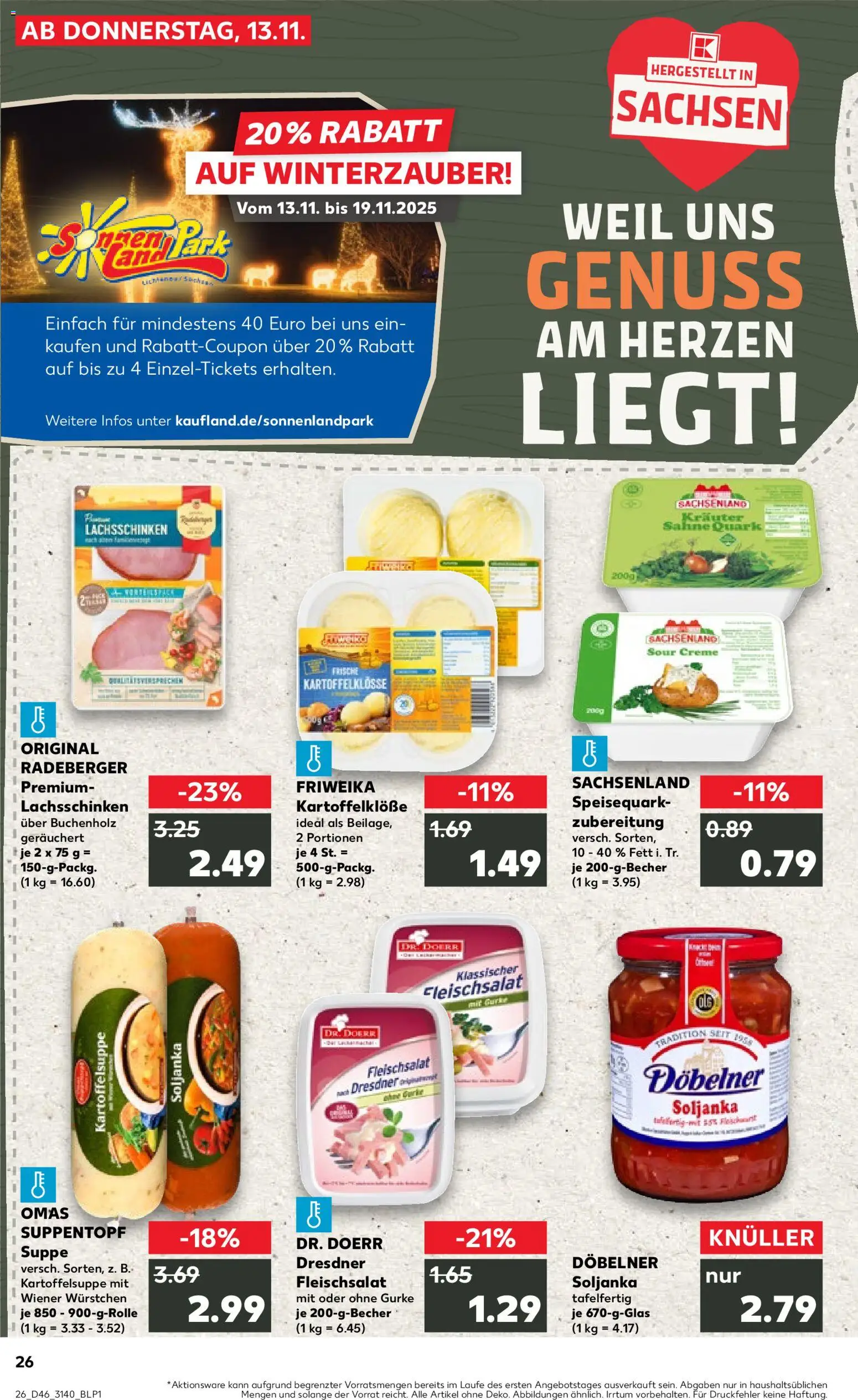 Kaufland prospekt Leipzig	 – gültig ab 13.11.2025 | Seite: 26 | Produkte: Wiener wurstchen, Creme, Speisequark