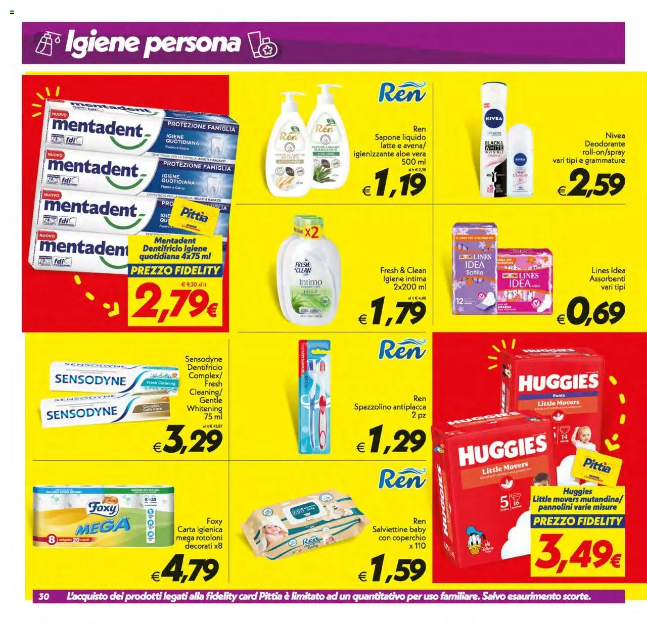 Volantino SuperConveniente del 17.10.2025 | Pagina: 30 | Prodotti: Pannolini, Deodorante, Dentifricio, Aloe vera