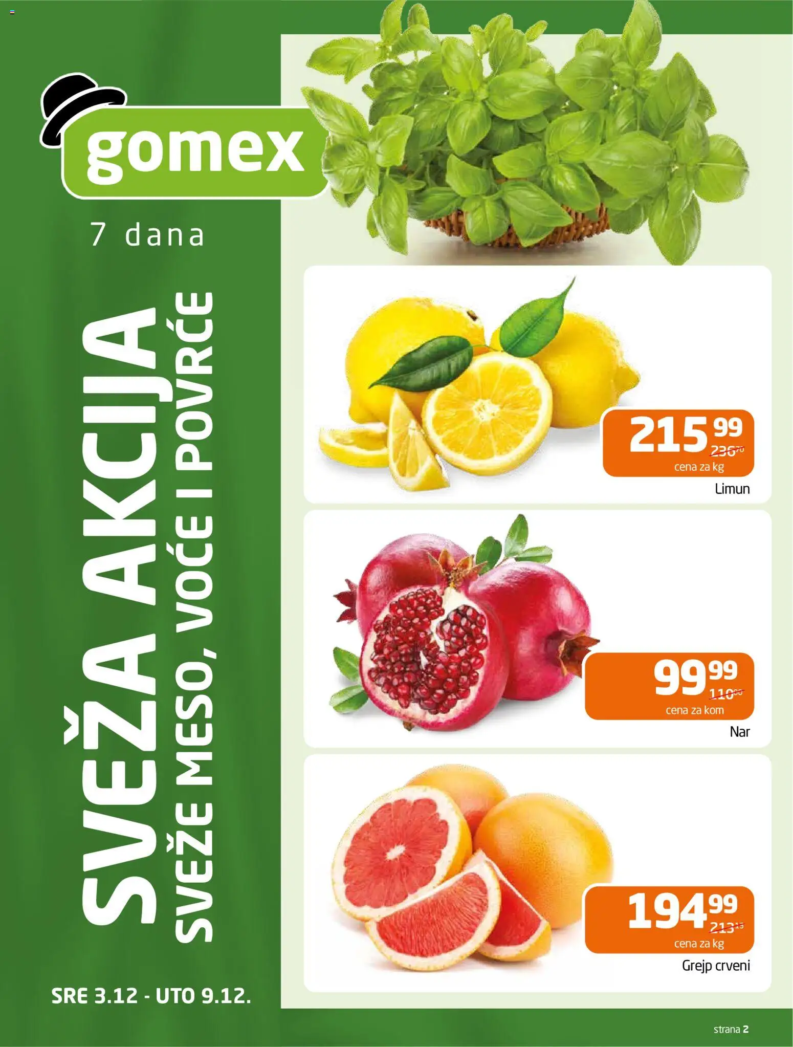 Gomex katalog - važi od 03.12.2025 | Strana: 2 | Proizvode: Grejp, Limun