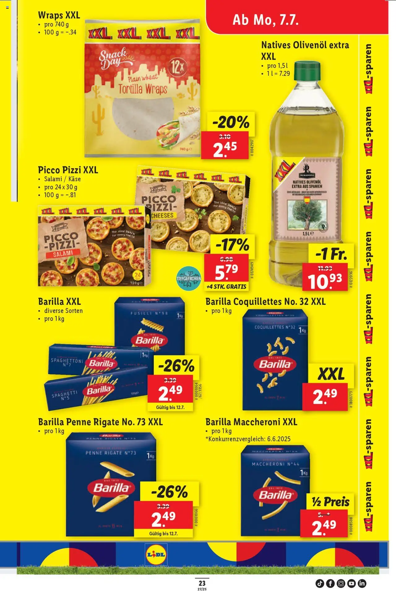 Lidl Aktionen ab 03.07.2025 | Seite: 23 | Produkte: Barilla, Käse, Pizza, Pasta