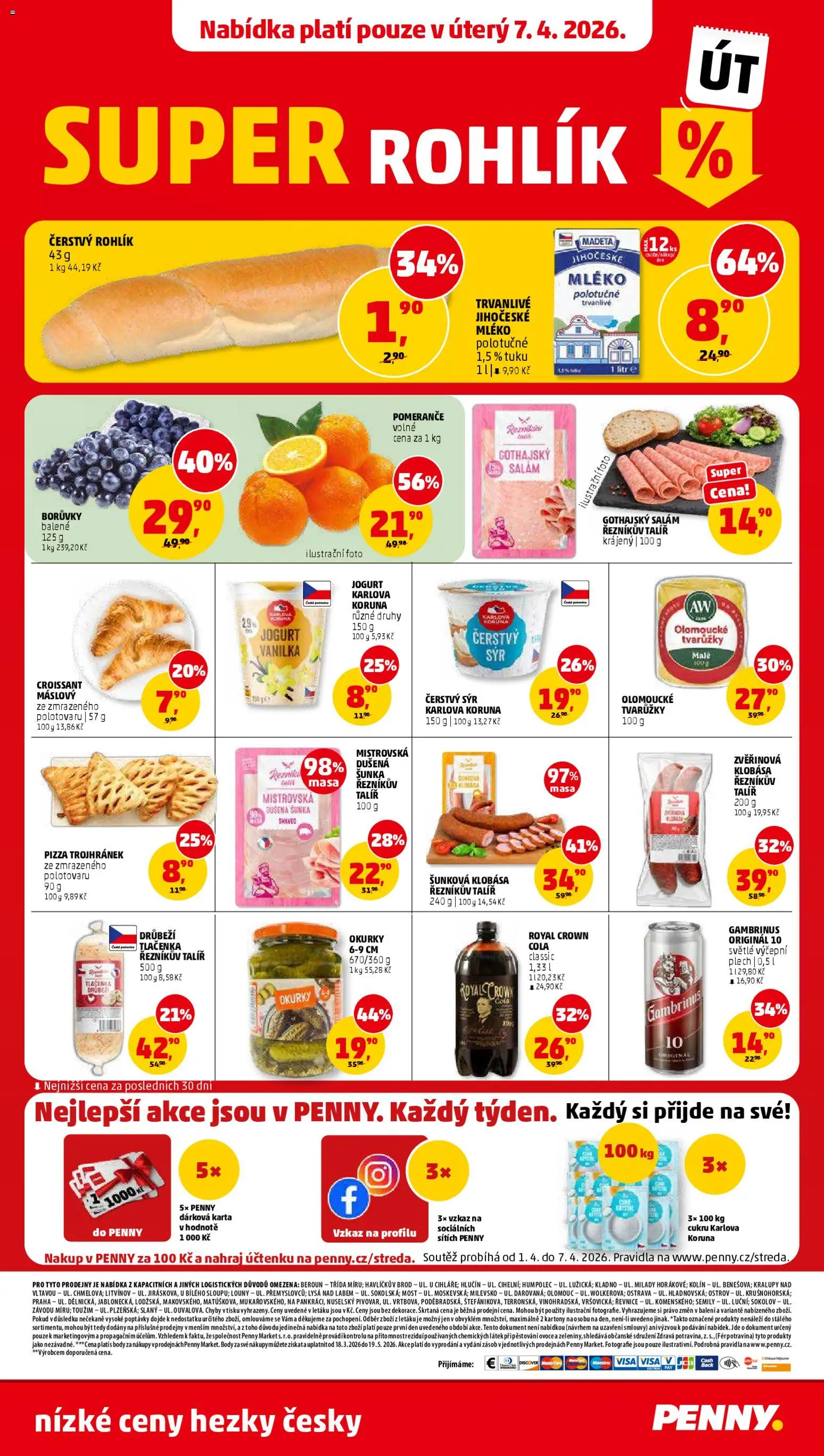 Penny Market leták od 01.04.2026 | Strana: 32 | Produkty: Mléko polotučné, Sýr, Tlačenka, Body