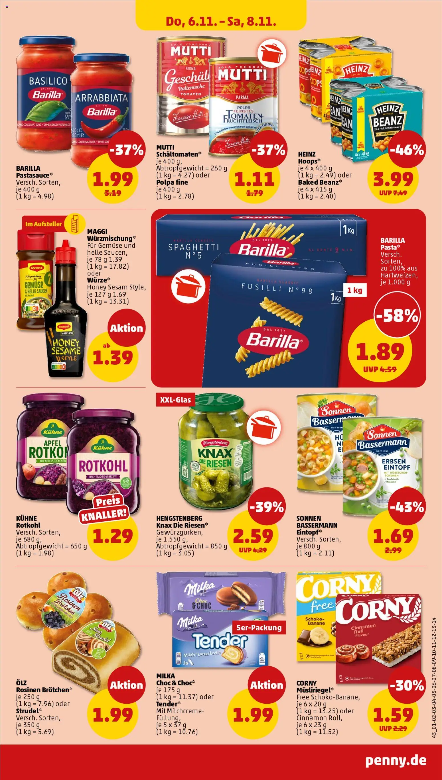 Penny Prospekt 	 – gültig ab 03.11.2025 | Seite: 45 | Produkte: Milch, Tomaten, Milka, Pasta
