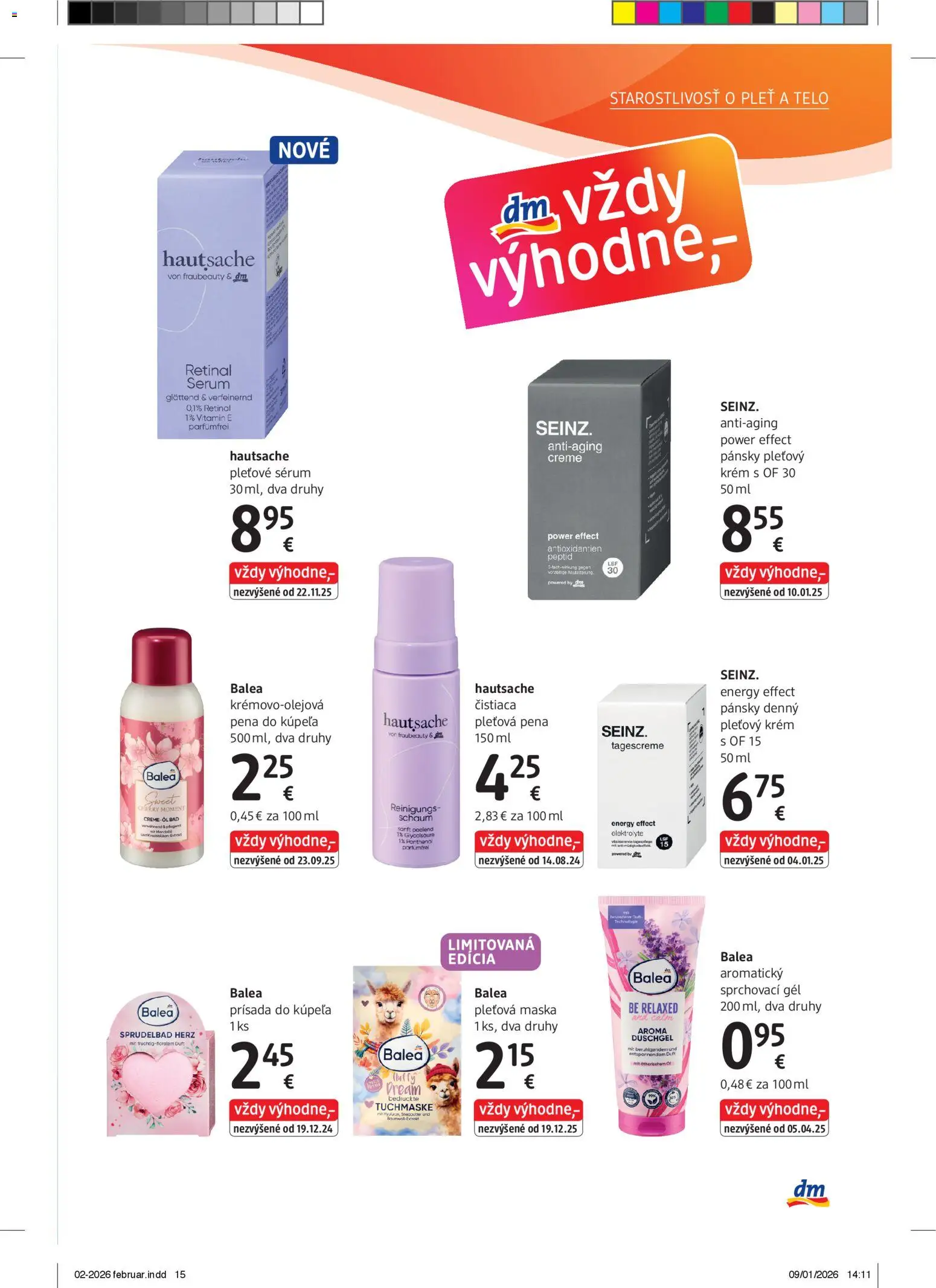 Nové dm drogerie akcie – leták je platný od 01.02.2026 | Strana: 15 | Produkty: Maska, Pena do kúpeľa, Krém