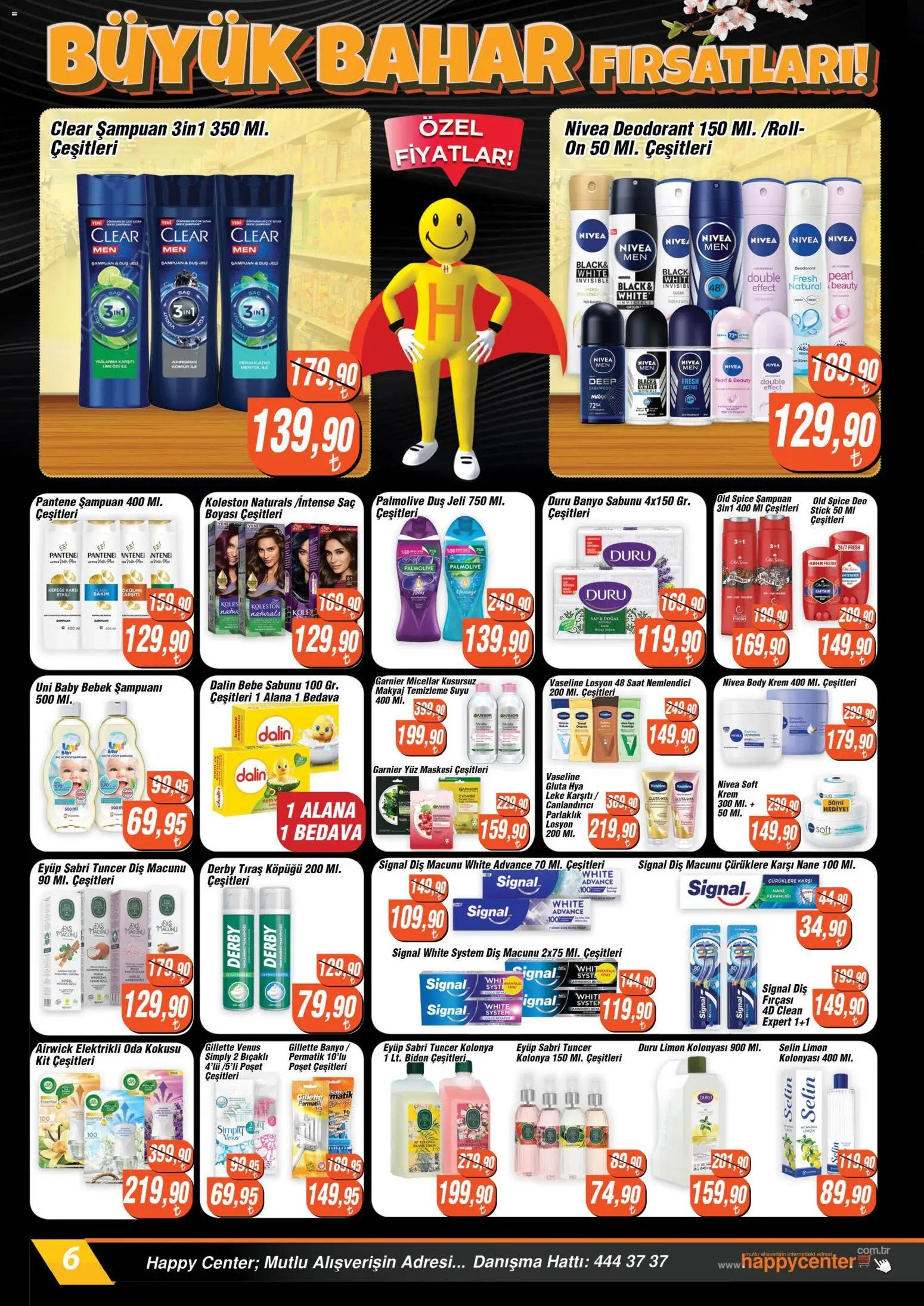 Happy Center Katalog - 08.04.2026 tarihinden itibaren geçerlidir | Sayfa: 6 | Ürünler: Banyo, Deodorant, Makyaj, Limon
