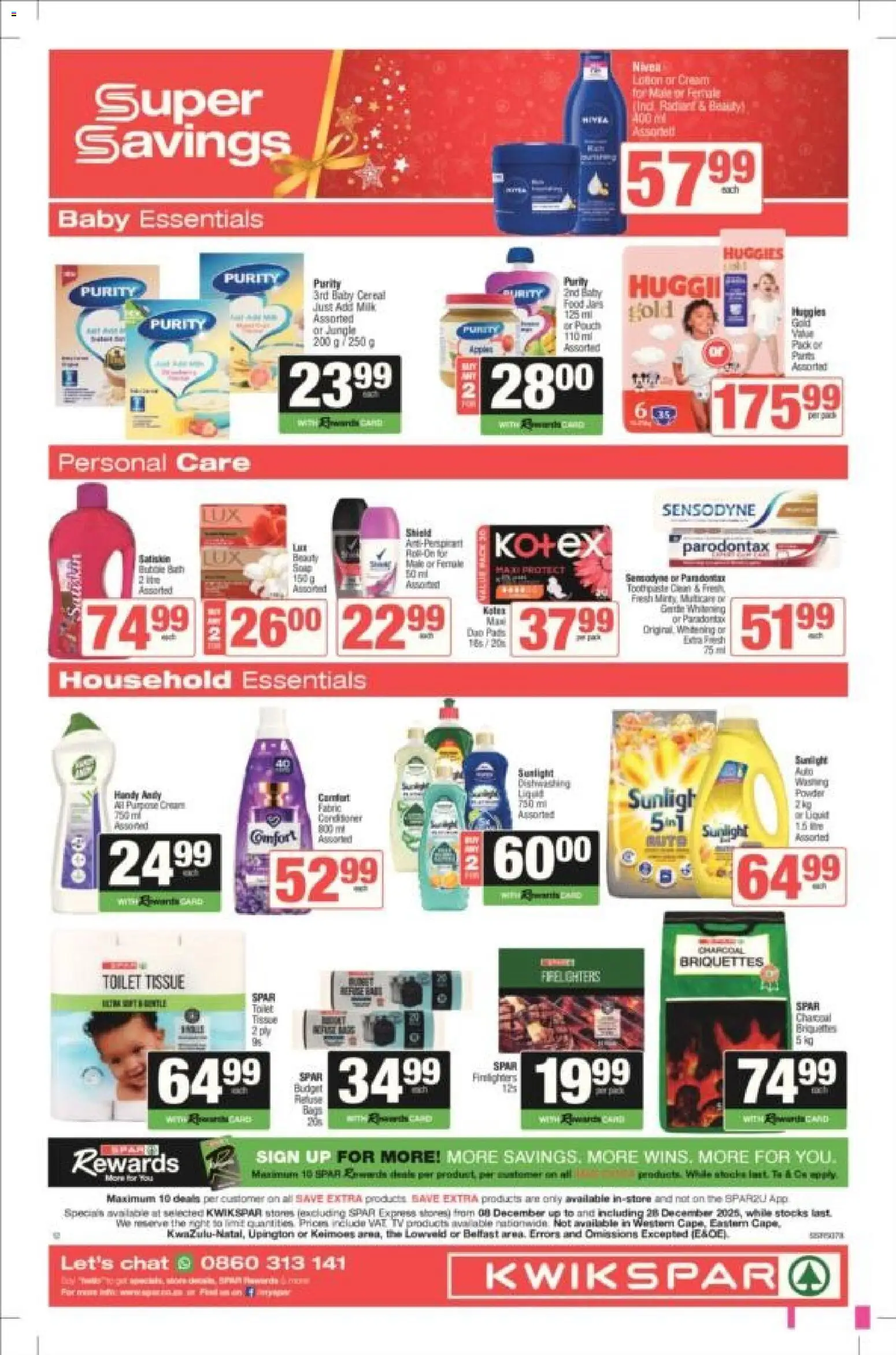 New KWIKSPAR catalogue – valid from 08.12.2025 | Page: 4 | Products: Hat, TV, Toilet, Milk