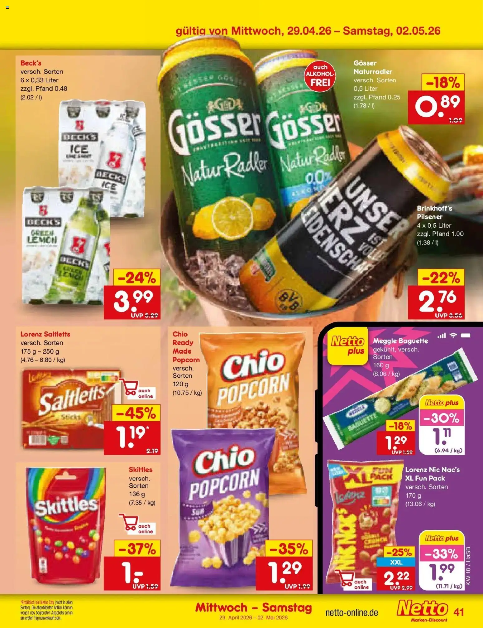 Netto Marken-Discount Prospekt Wuppertal	 – gültig ab 27.04.2026 | Seite: 57 | Produkte: Baguette, Radler