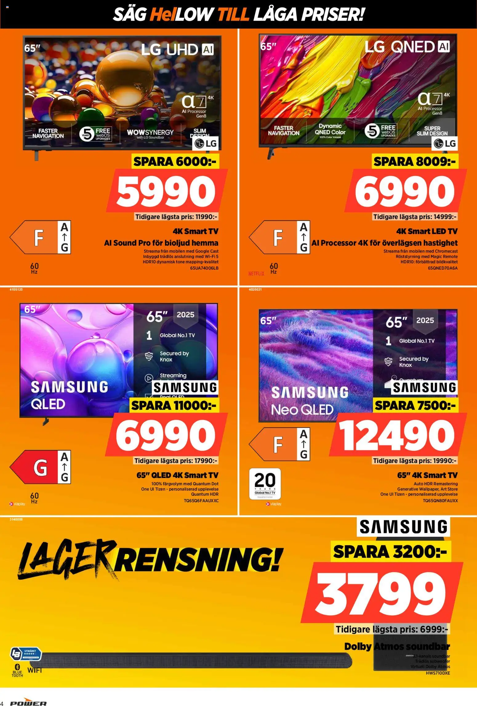 Power reklamblad aktuell från 30.03.2026 | Sida: 4 | Produkter: Såg, Smart tv, Tv, Wifi