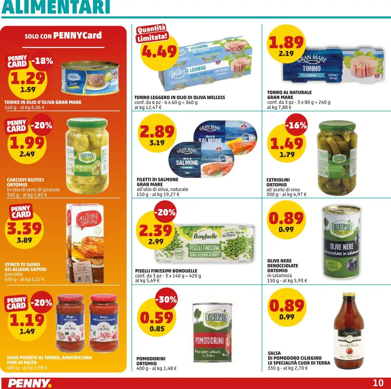 Volantino PENNY del 25.09.2025 | Pagina: 10 | Prodotti: Pomodoro, Olio, Olive, Carciofi